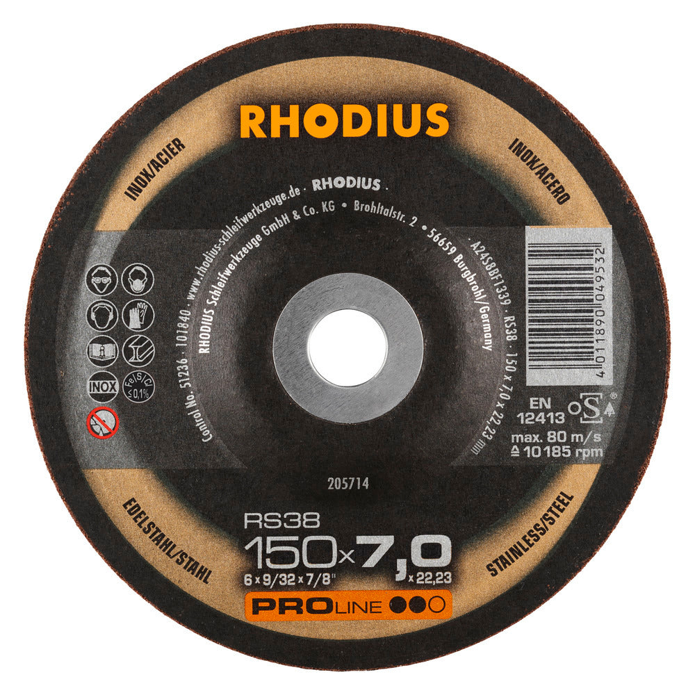 RHODIUS RS38 Slibeskive 150x7x22,23 (10 stk./pakke)