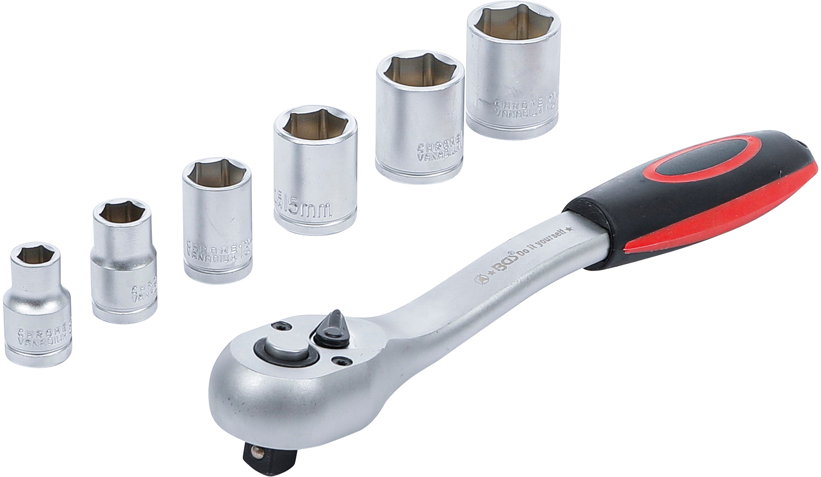 Topnøglesæt | 10 mm (3/8") | 8 - 19 mm | 7 dele