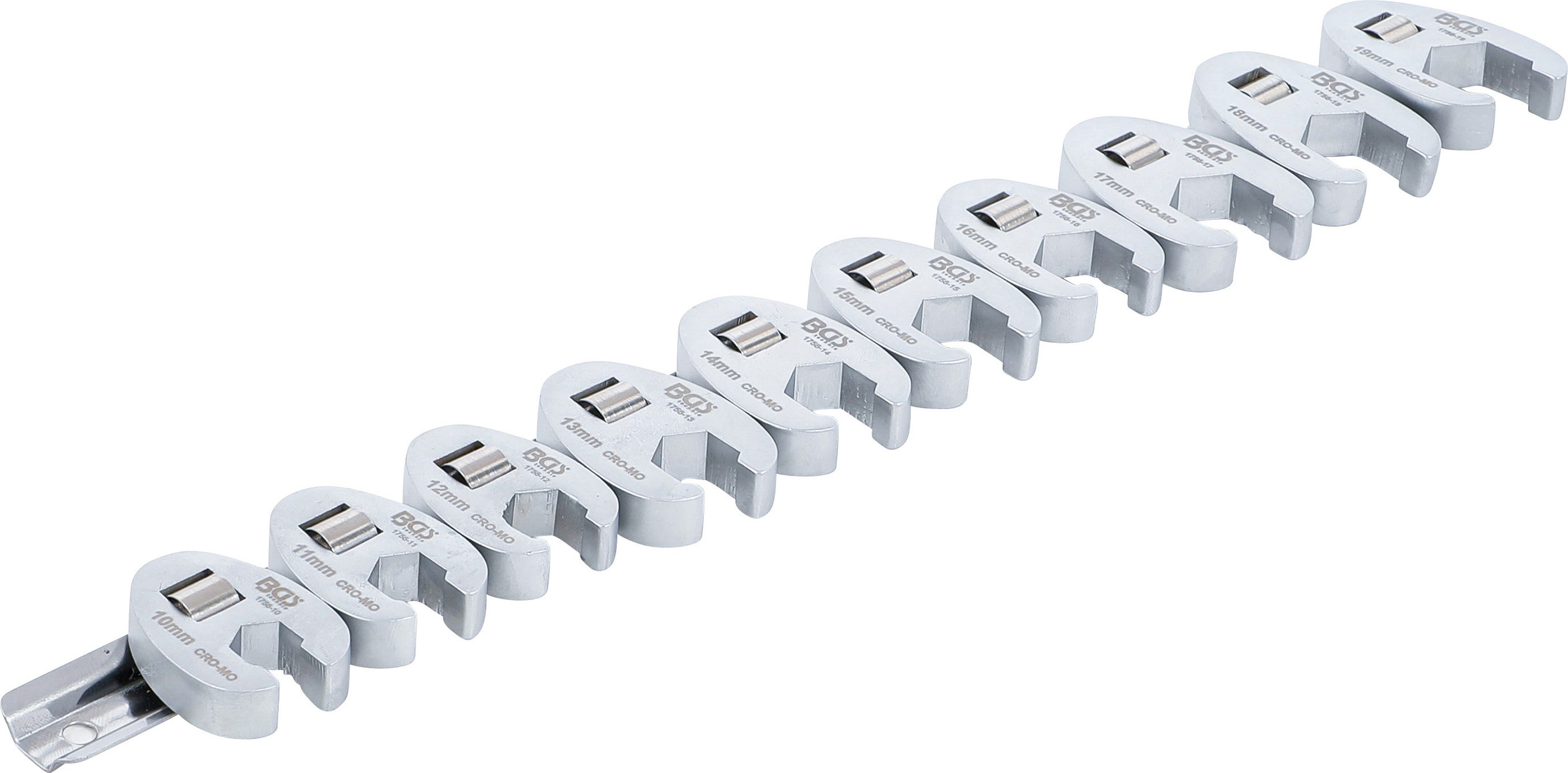 Kragefodsnøglesæt | 10 mm (3/8") | 10 - 19 mm | 10 dele