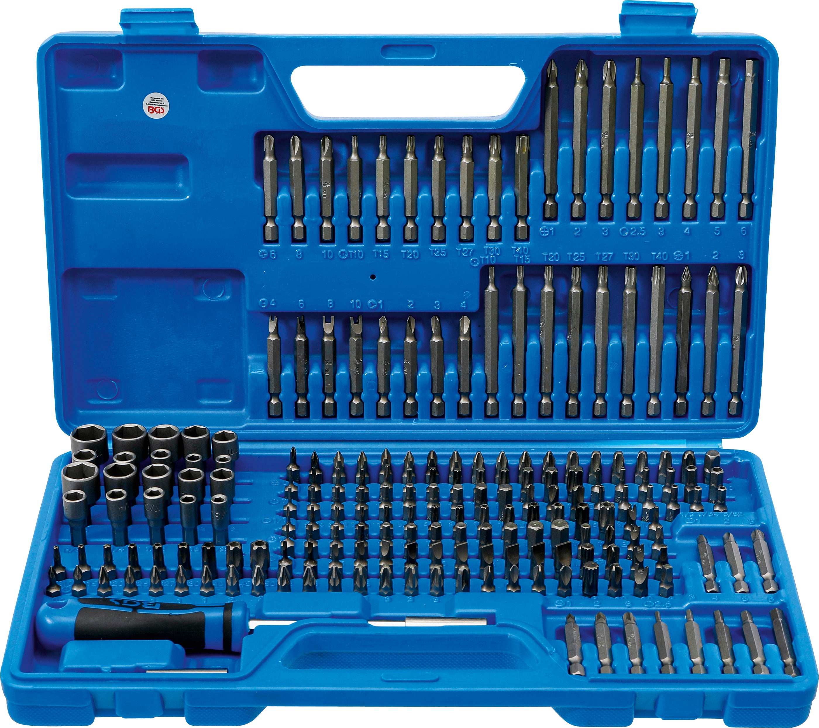 Universal-/sikkerhedsbitsæt | 6,3 mm (1/4") udvendig sekskant | 208 dele