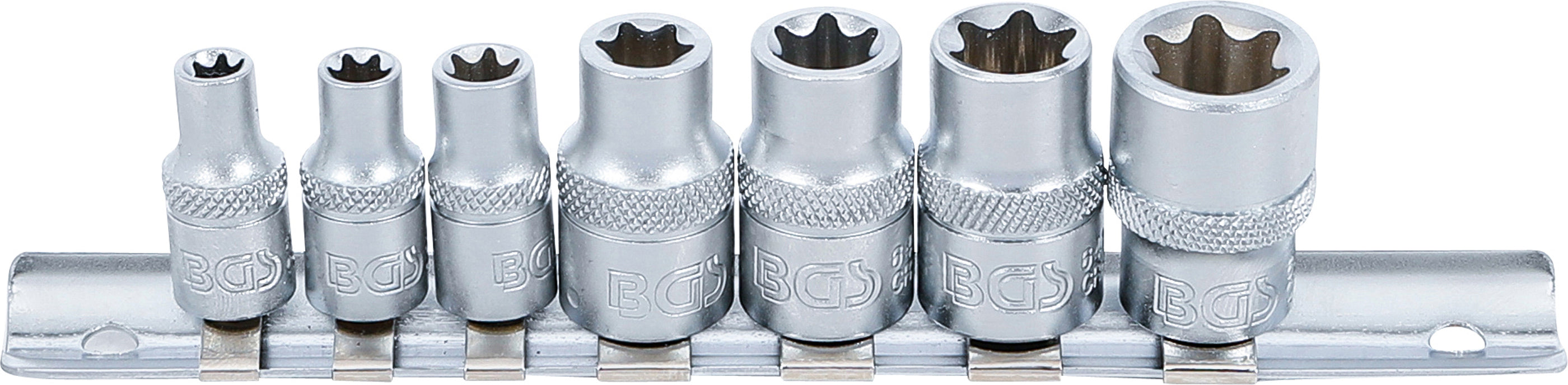 Topnøglesæt E-profil | 6,3 mm (1/4") / 10 mm (3/8") | E6 - E16 | 7 dele