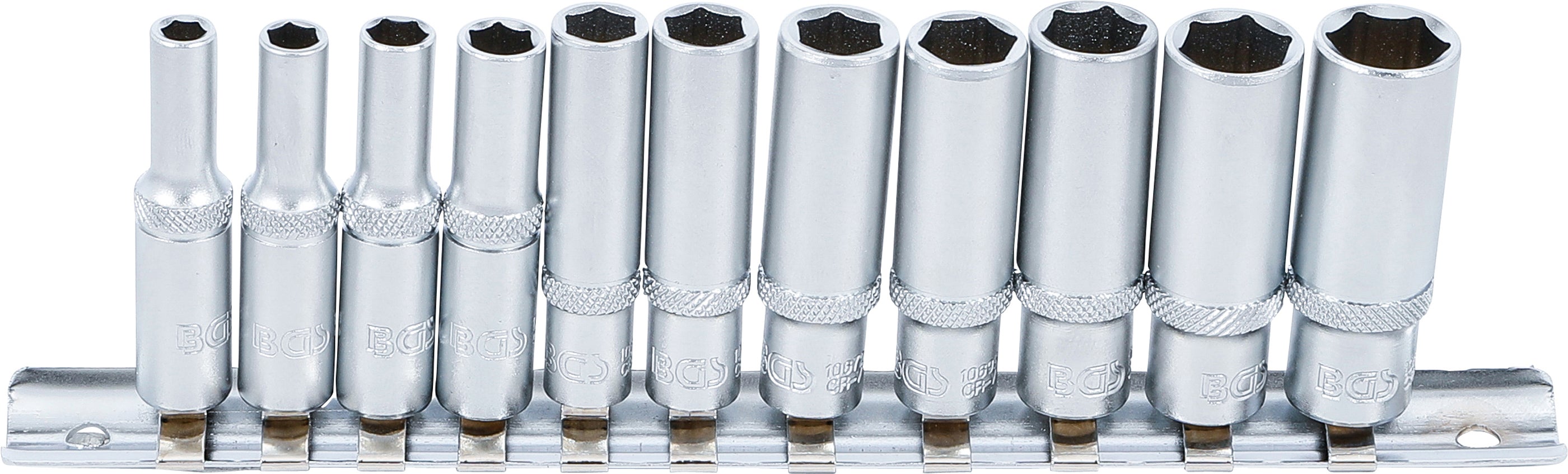 Topnøglesæt Sekskant, dyb | 6,3 mm (1/4") | Tommestørrelser | 11 dele