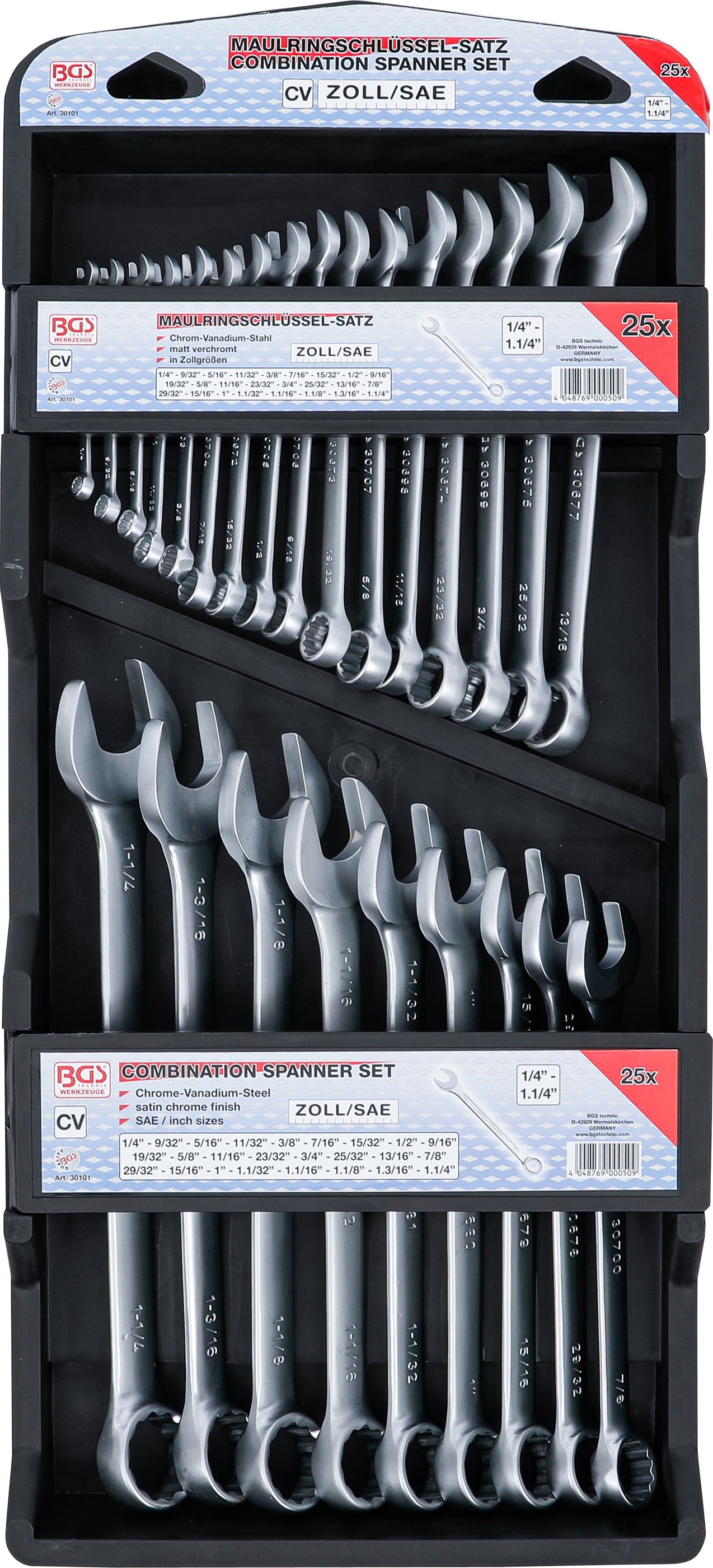 U-ringnyckel-sats | Tumsstorlekar | 1/4" - 1.1/4" | 25 delar