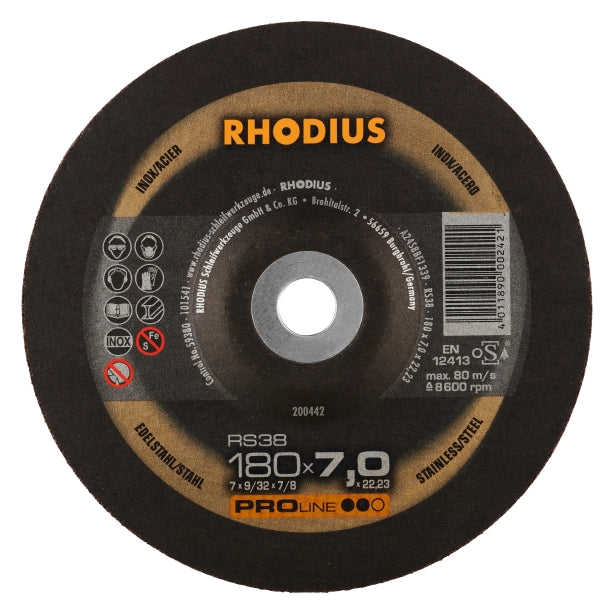 RHODIUS RS38 Slibeskive 180x7x22,23 (10 stk./pakke)