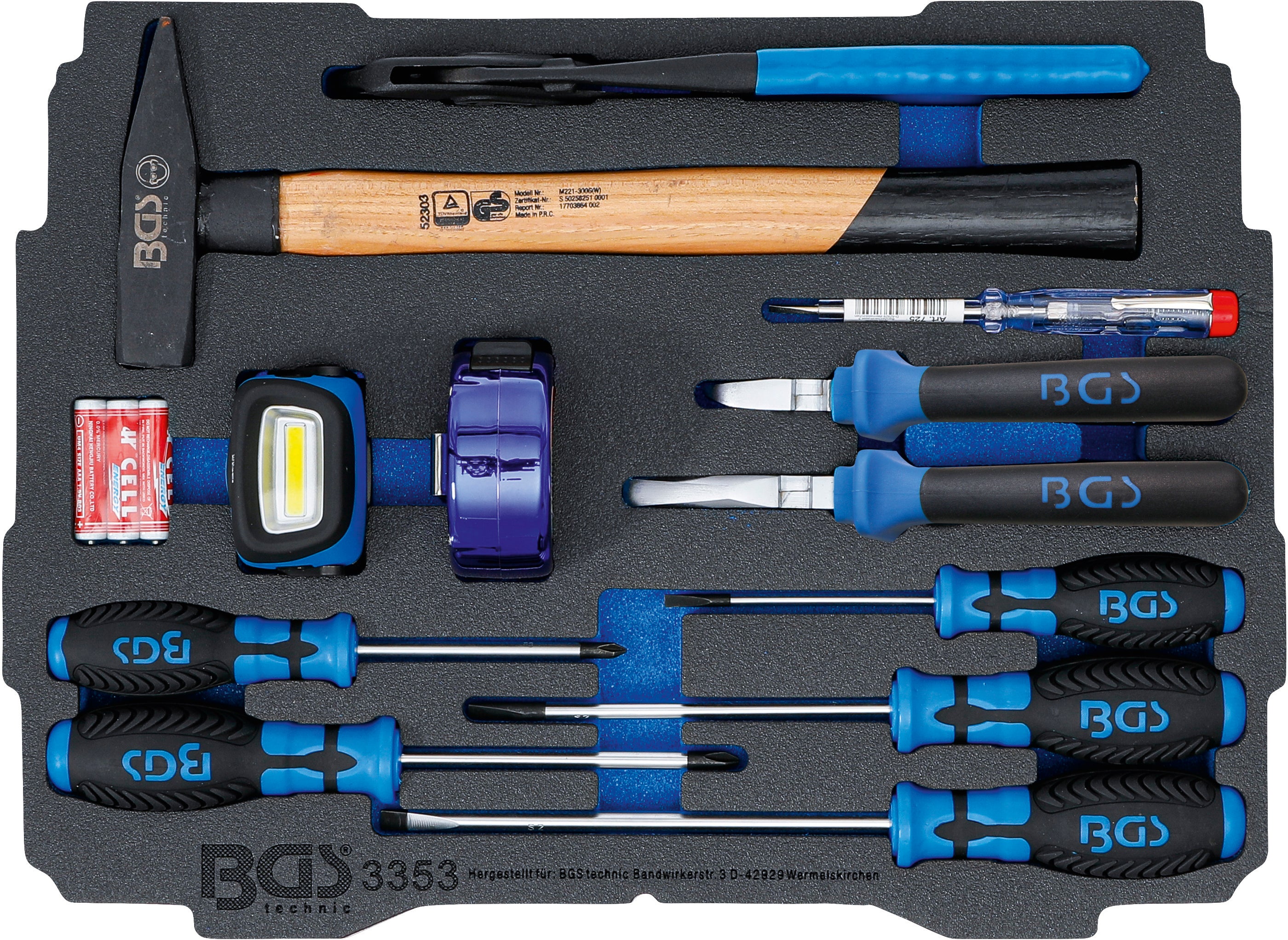 Skumplastinlägg för art. BOXSYS1 & 2: hammare-, Tång-, Skruvmejsel-sats | 12 delar