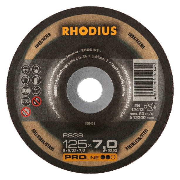 RHODIUS RS38 Slibeskive 125x7x22,23 (25 stk./pakke)