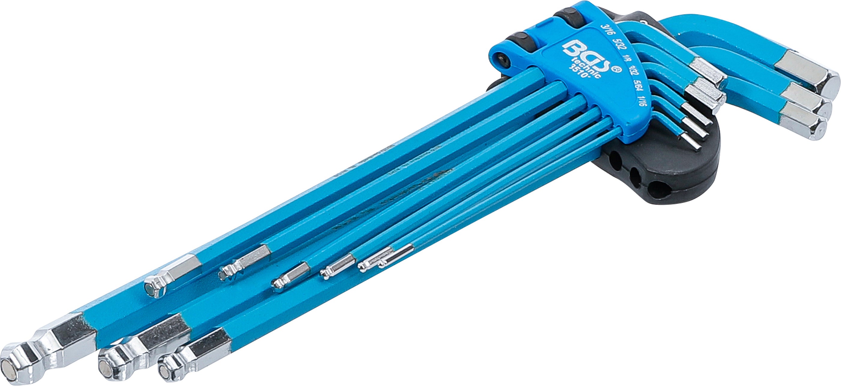 Vinkelnyckel-sats | extra lång | Inre sexkant | Tumsstorlekar | 9 delar