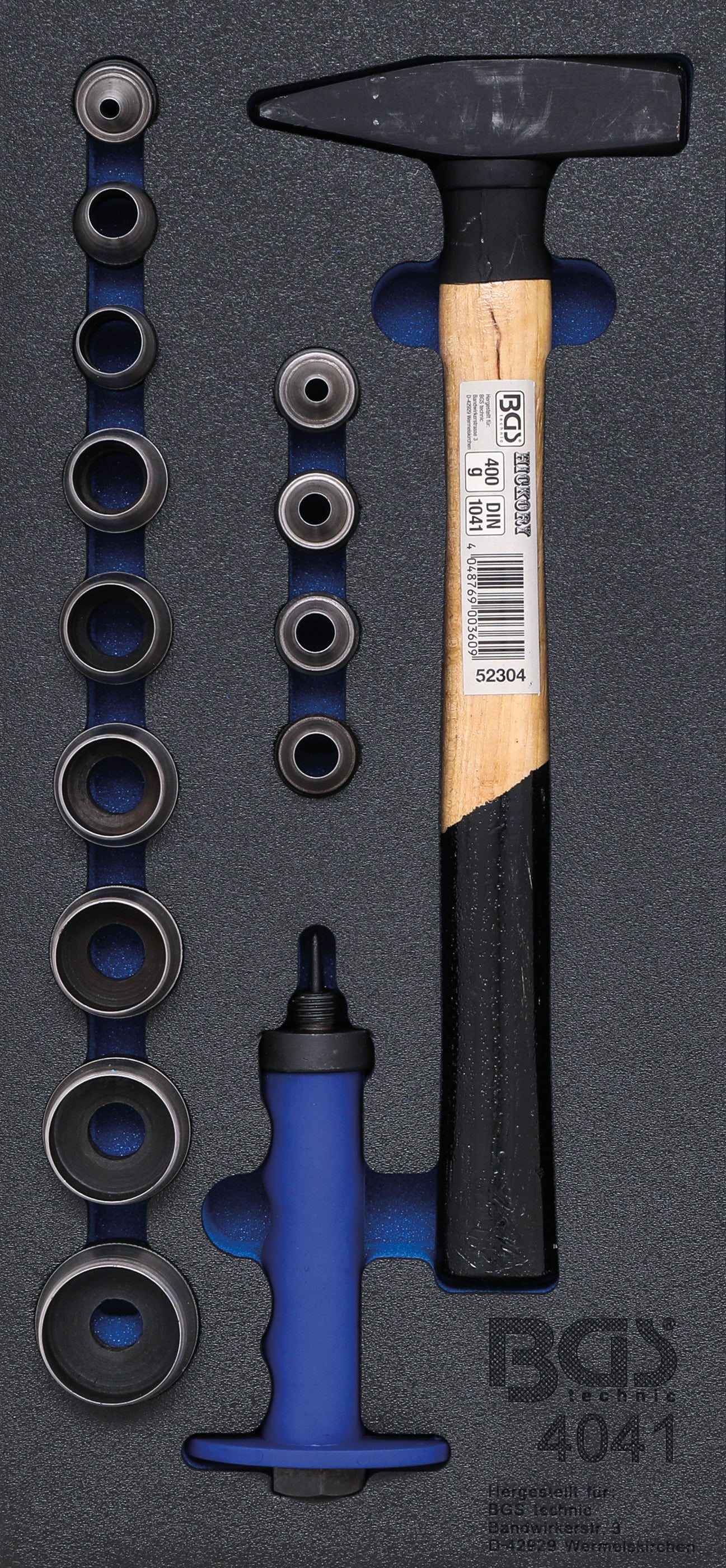 Værkstedsvognsindsats 1/3: Hulstansesæt, hammer | 15 dele