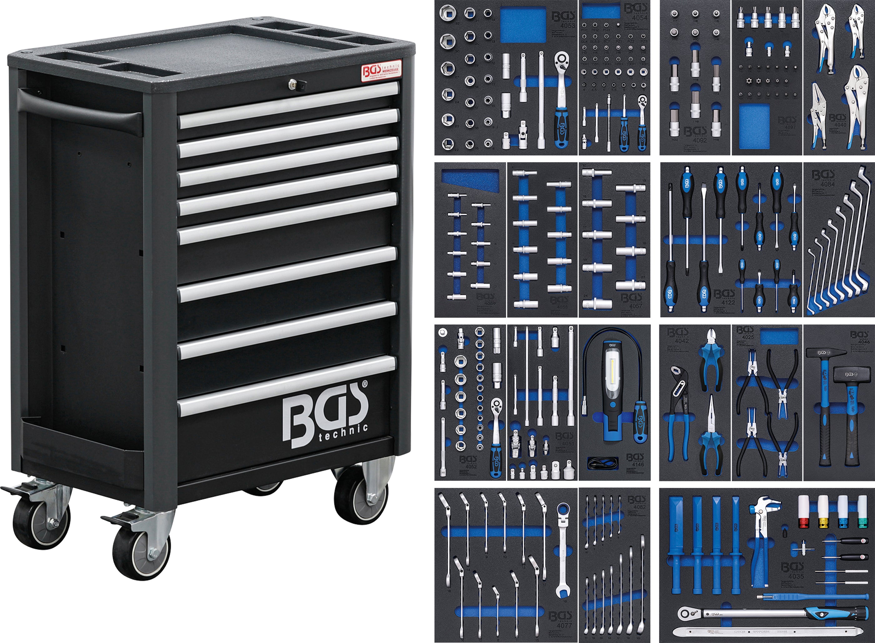 Værkstedsvogn Professionel Eksklusiv | 8 skuffer | med 259 værktøjer