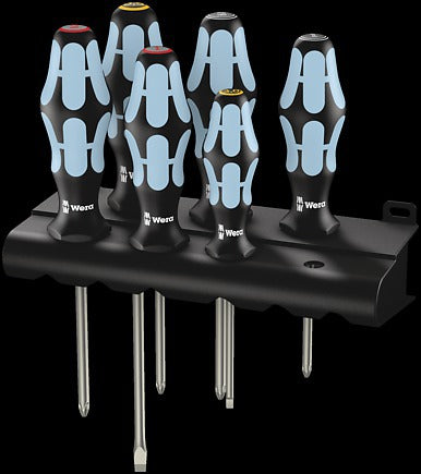 WERA 3334/3350/3355/6 Rack Screwdriver set, stainless 3350 PH 1 x PH 1x80; 1 x PH 2x100;3355 PZ 1 x