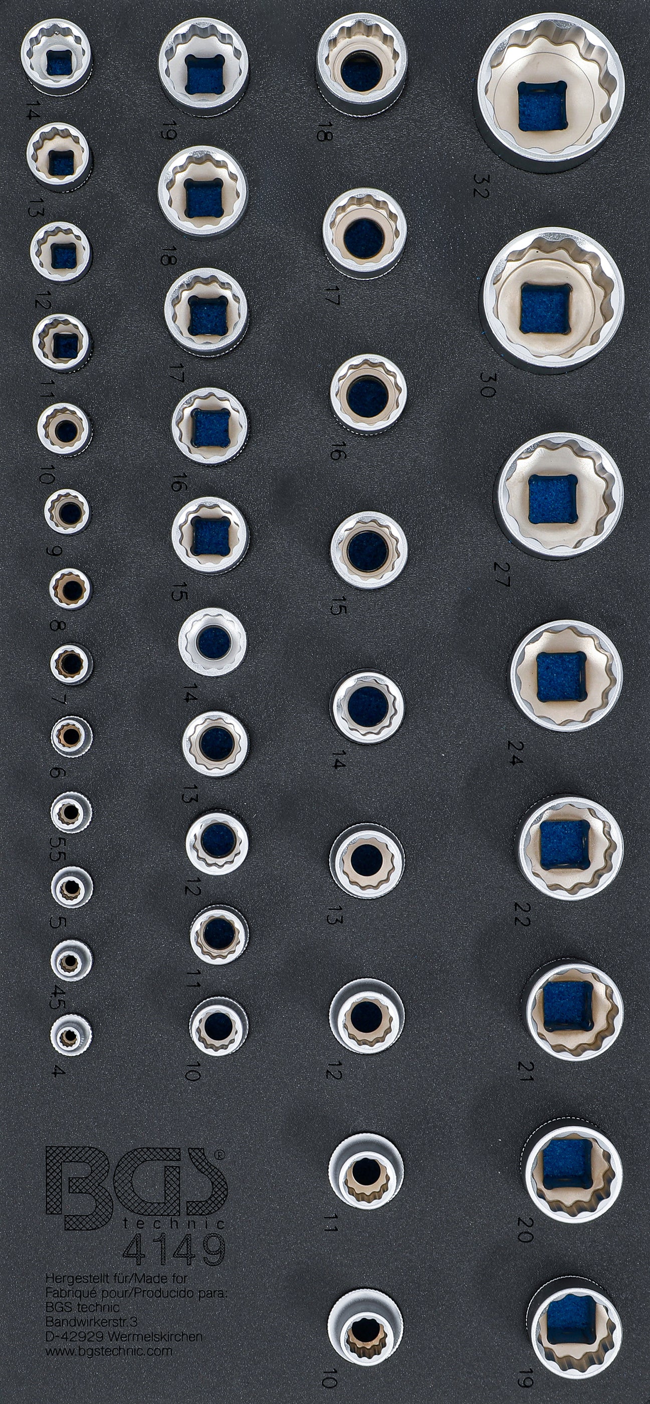Værkstedsvognsindsats 1/3: Toppe med sekskant | 6,3 mm (1/4"), 10 mm (3/8"), 12,5 mm (1/2") | 40 stk.