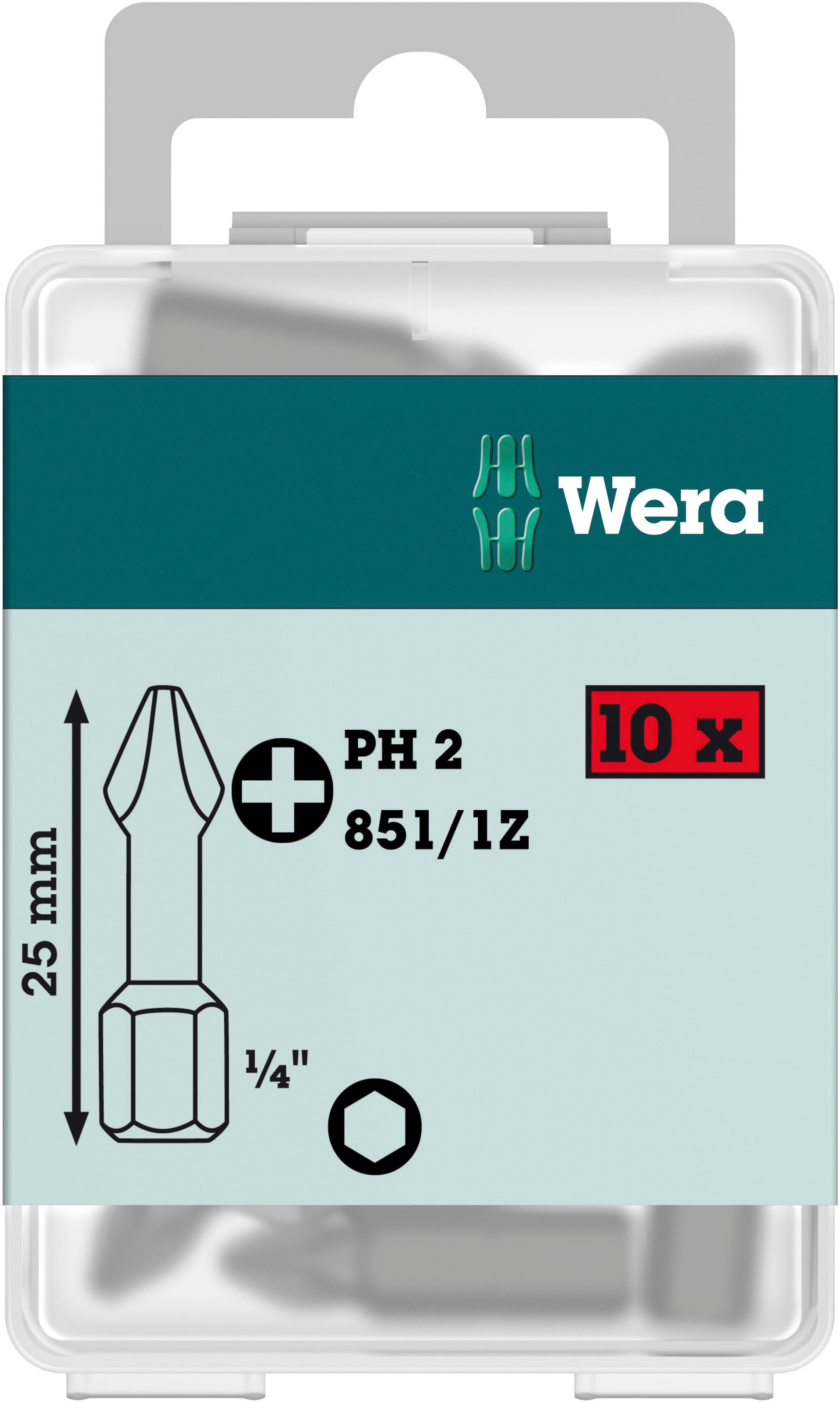 WERA 855/1 Z PZ 2 x 25 mm DIY-Box Pozidriv-Bits DIY-Box 855/1 Z PZ 10 x PZ 2x25;