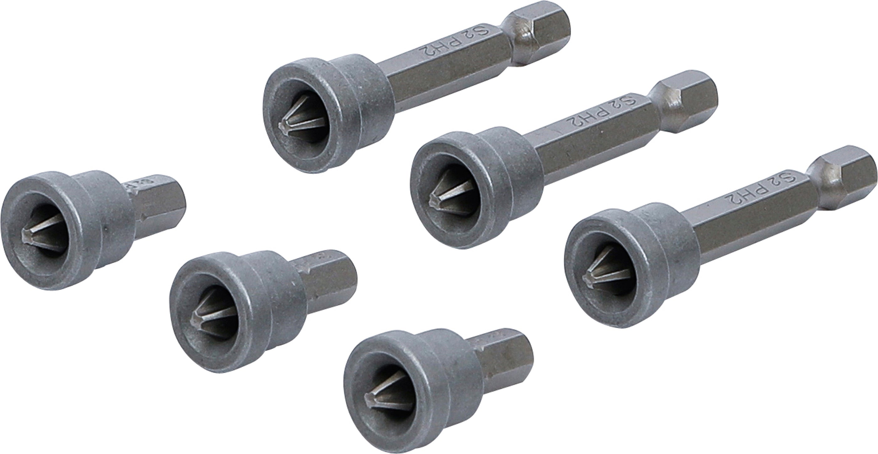 Bitsæt med dybdestop | Til gipsplader | Udvendig sekskant 6,3 mm (1/4") | Phillips PH2 | 6 dele