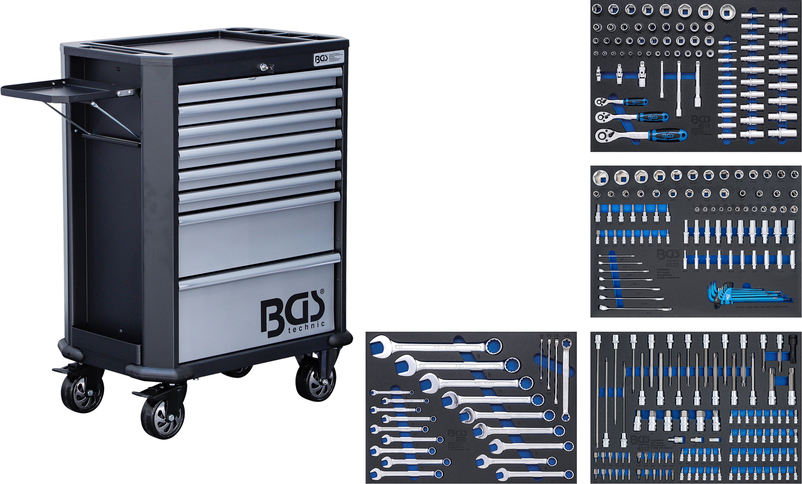 Værkstedsvogn | 8 skuffer | med 296 værktøjer