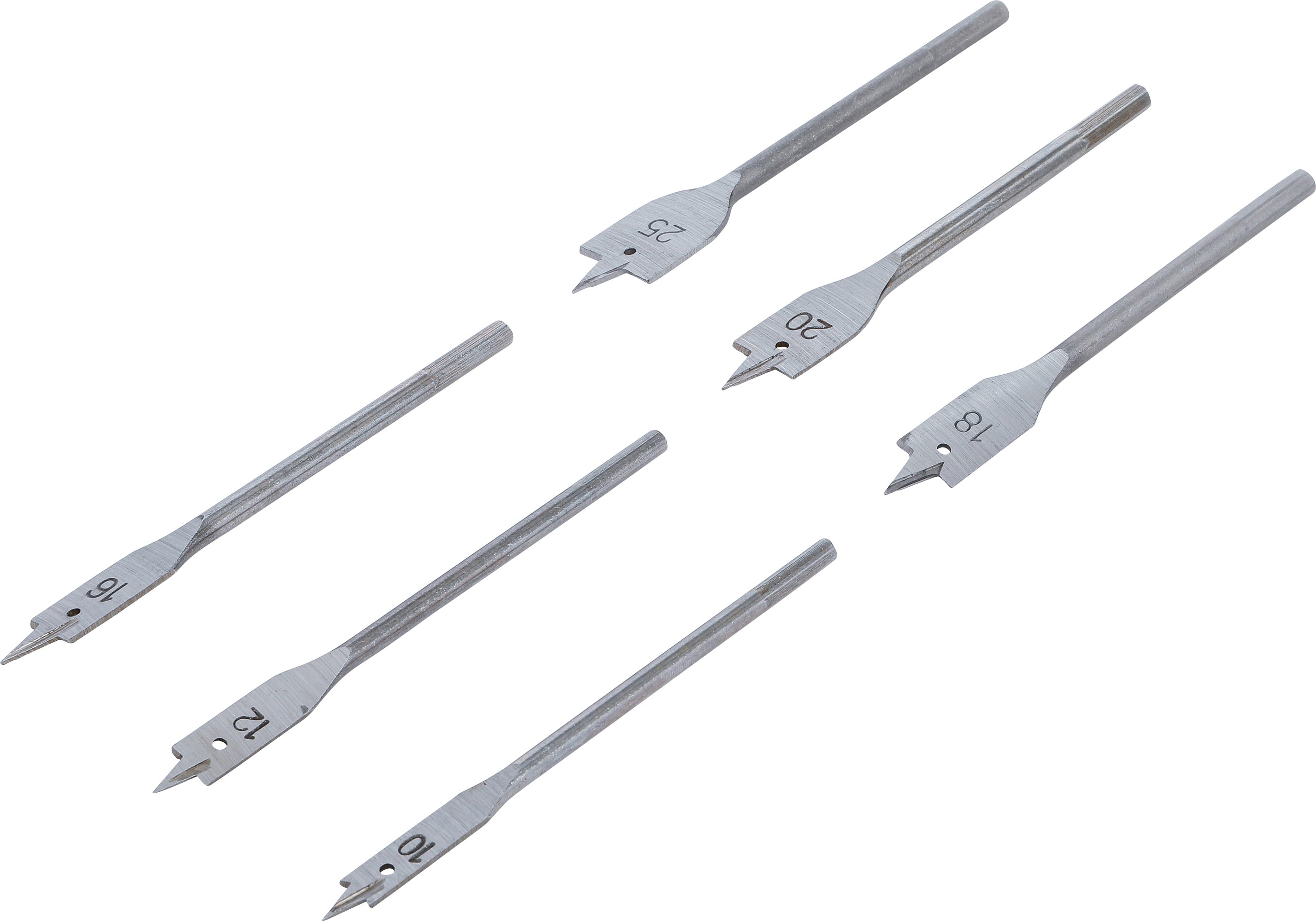 Flatfräsborr-sats | 10 - 25 mm | 6 delar