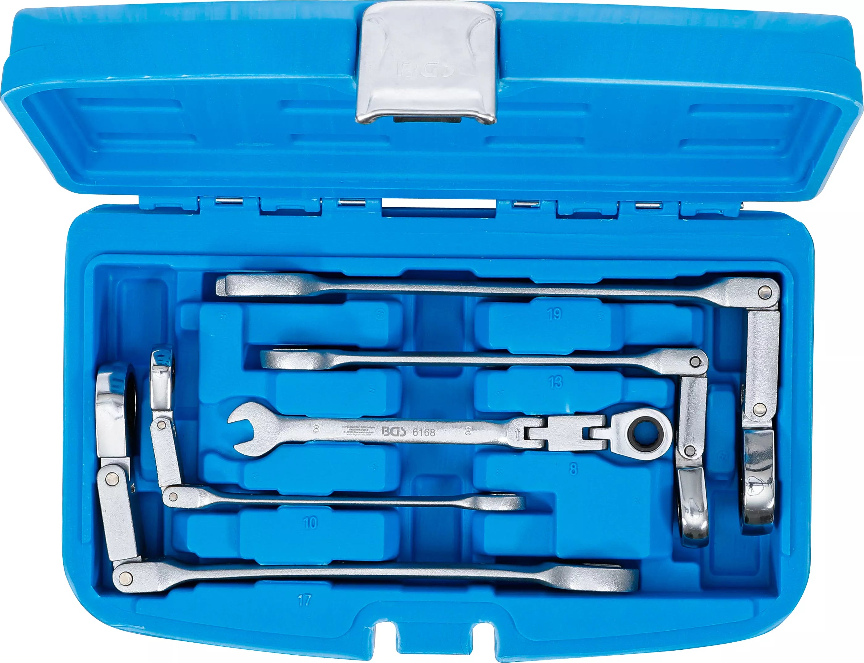 Dobbeltledt U-nøglesæt med skraldering | vinklet | 8 - 19 mm | 5 dele