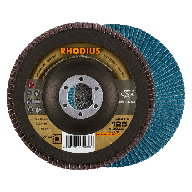 RHODIUS LSZF2 Lamskive 125x22,23 K80 ALPHA (10 stk./pakke)