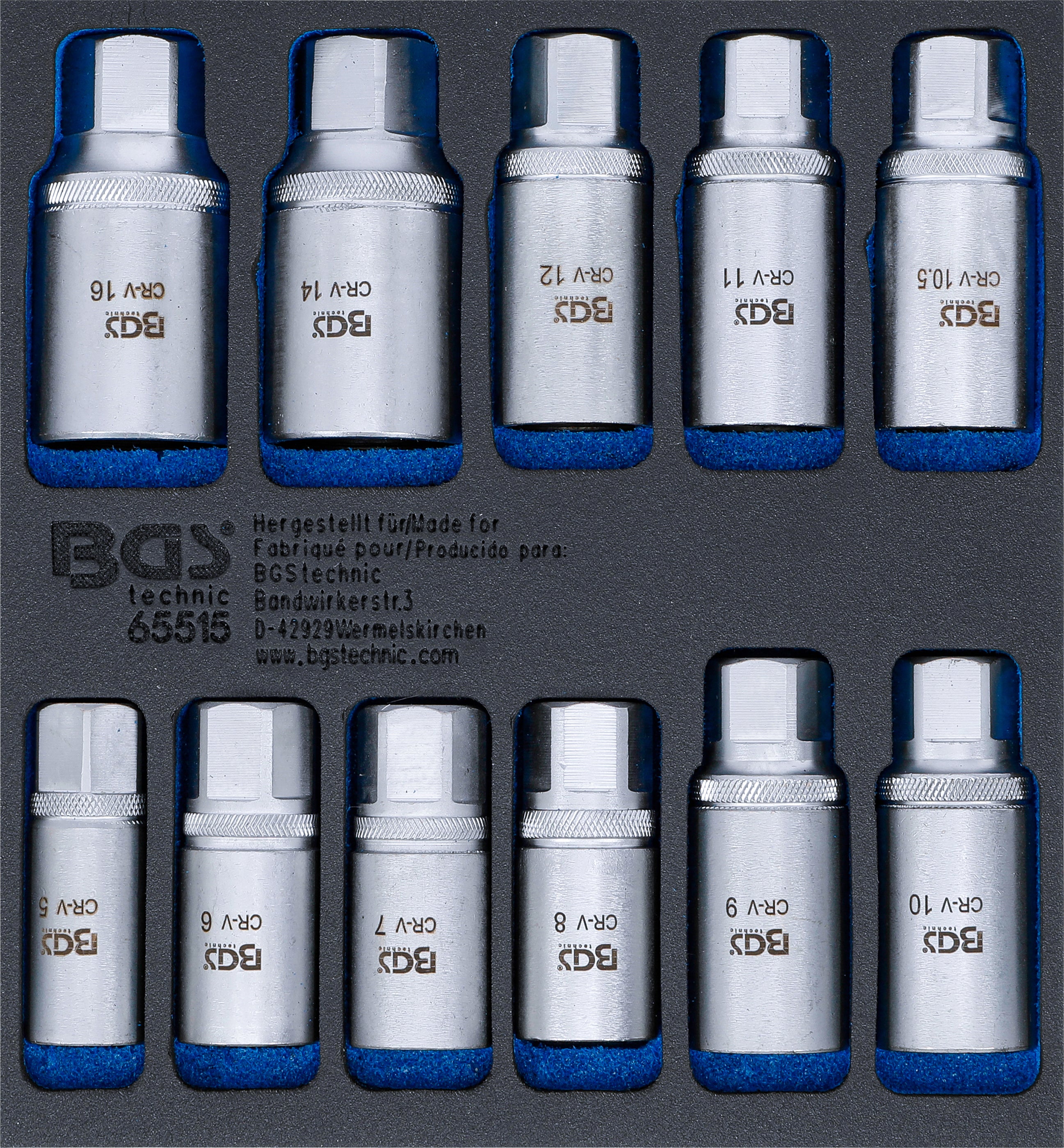 Værkstedsvognsindsats 1/6: Stiftboltudtrækkersæt | 5 - 16 mm | 11 dele