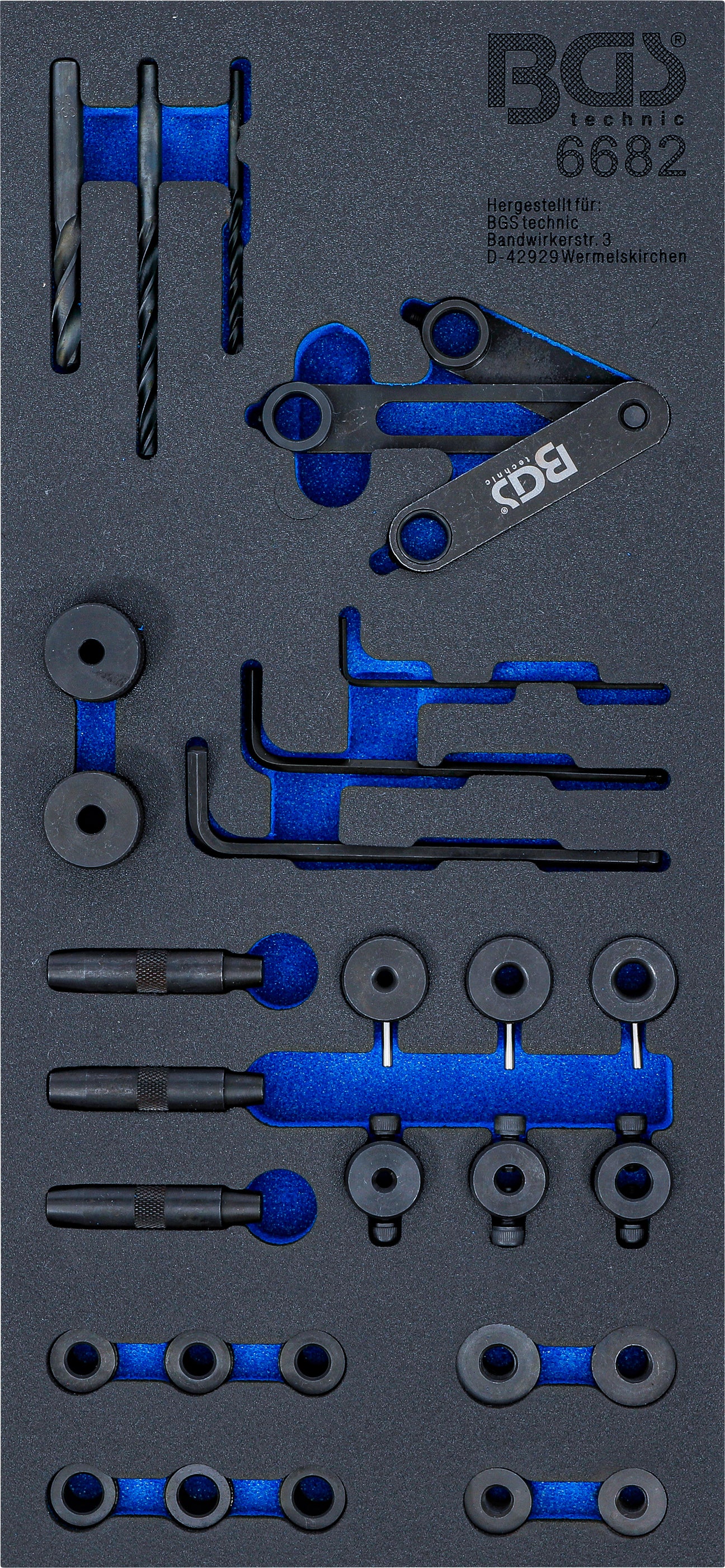Værkstedsvognsindsats 1/3: Cylinderhoved-boreværktøjssæt | 28 dele