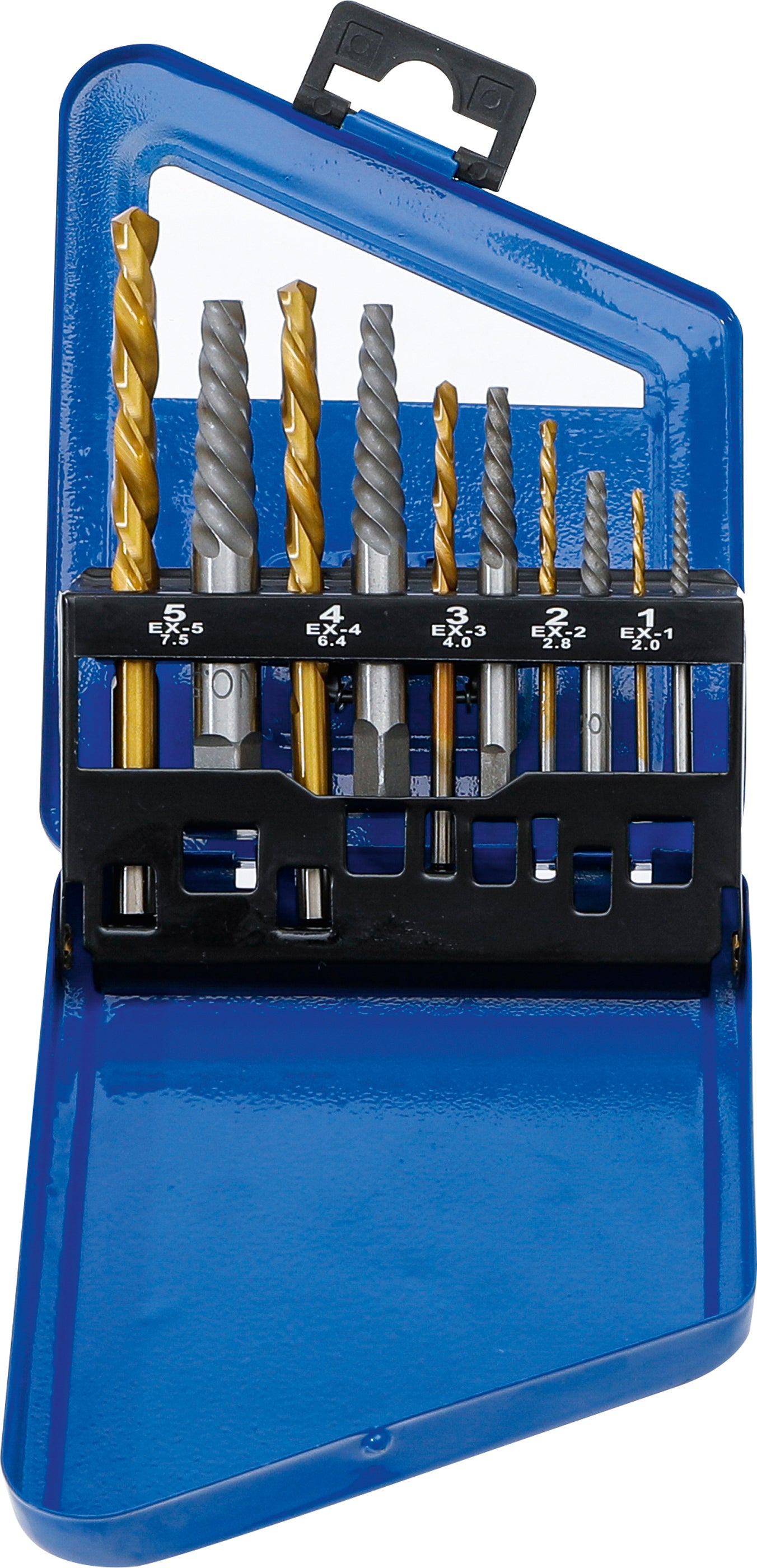 Skrueudtrækker- og venstreboresæt | HSS | titanium nitreret | 2 - 7,5 mm | 10 dele