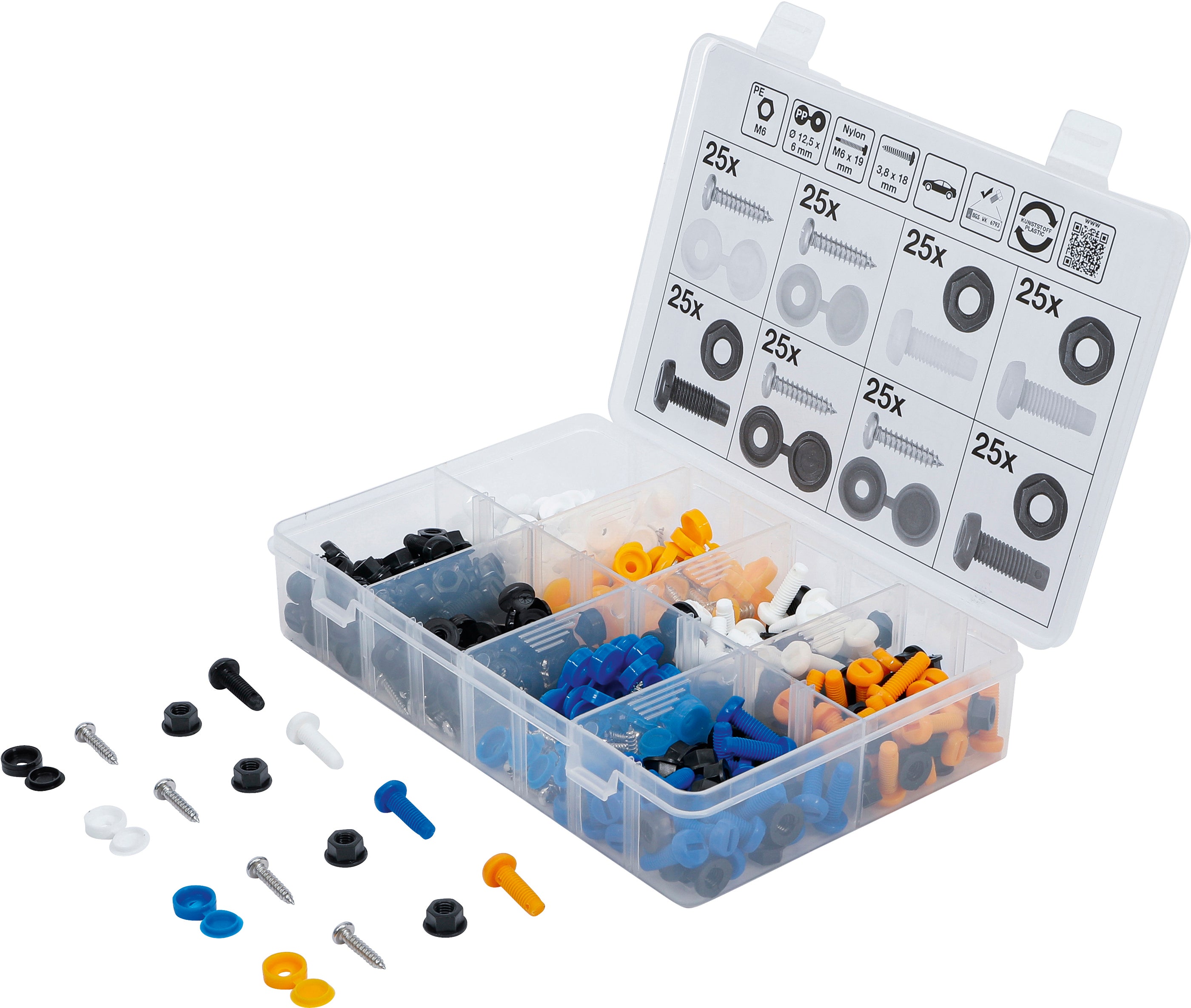 Skruv-, mutter- och täckpropp-sortiment | 400 delar