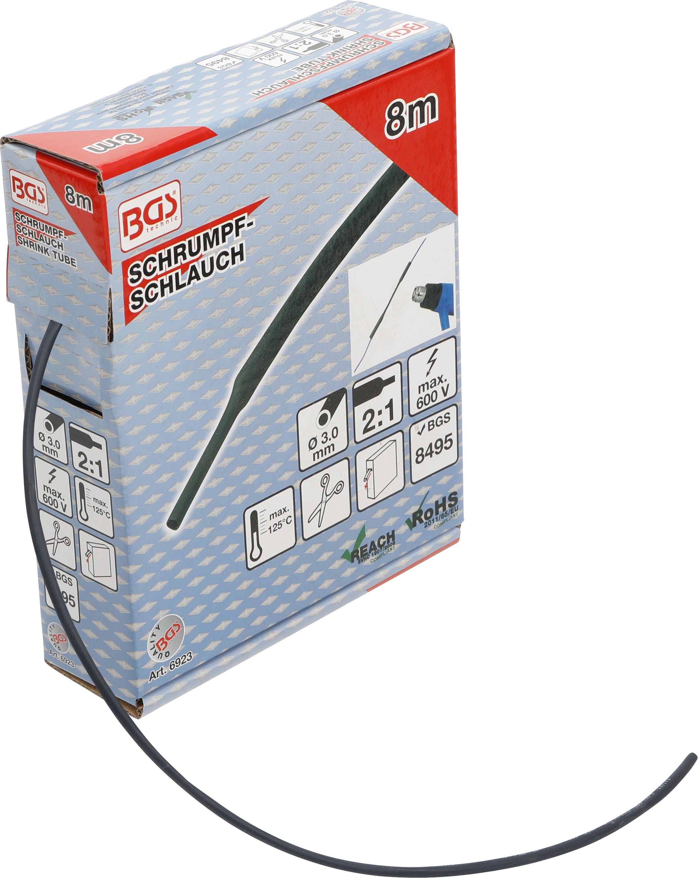 Krympeboks | sort | Ø 3 mm | 8 m