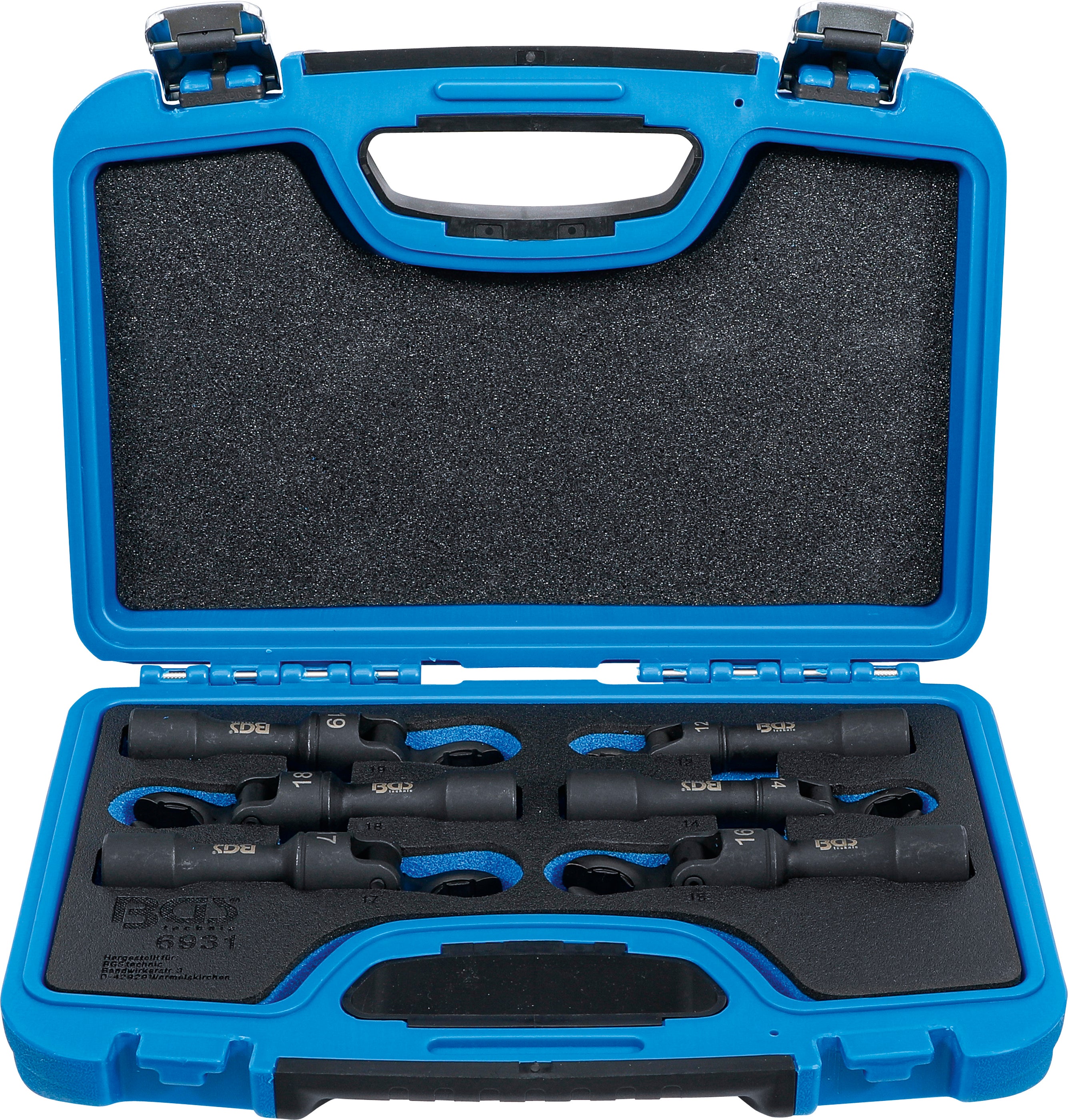 Kragefodsnøglesæt | 12,5 mm (1/2") | Fleksibel | 10 dele