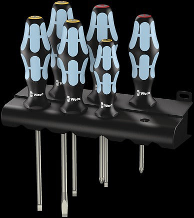 WERA 3334/6 Rack Screwdriver set, stainless 3350 PH 1 x PH 1x80; 1 x PH 2x100;3335 1 x 0,5x3,0x80; 1