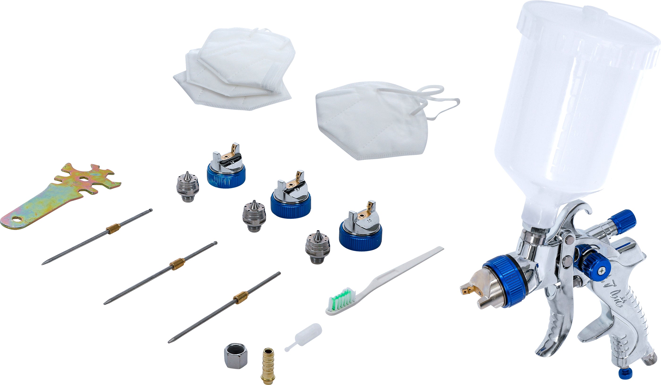 Trykluftsprøjtepistol til maling | Med 3 sprøjtedyser | 1,4 - 1,7 - 2,0 mm