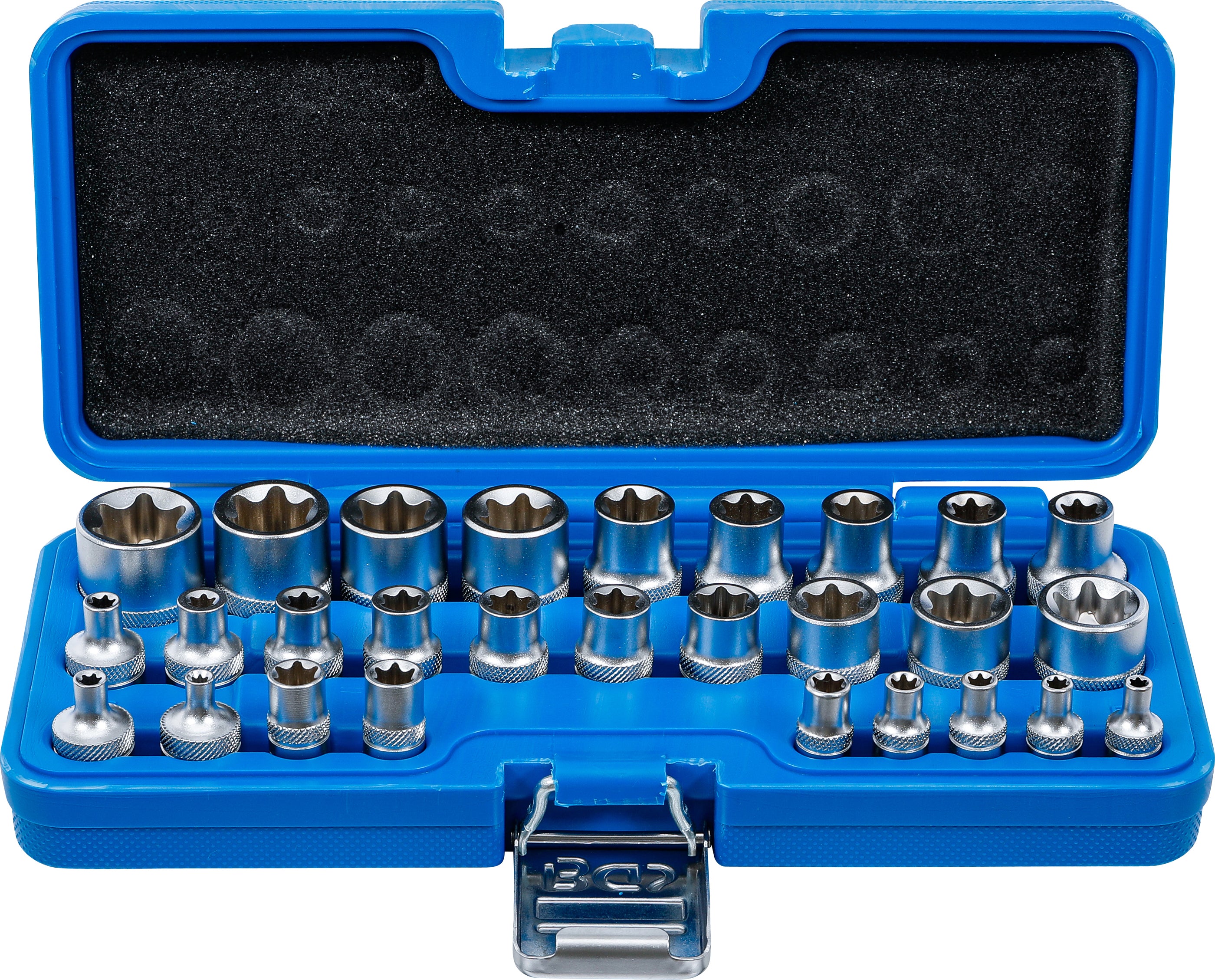 Topnøglesæt, E-profil | 6,3 mm (1/4") / 12,5 mm (1/2") | E4 - E24 | 28 dele