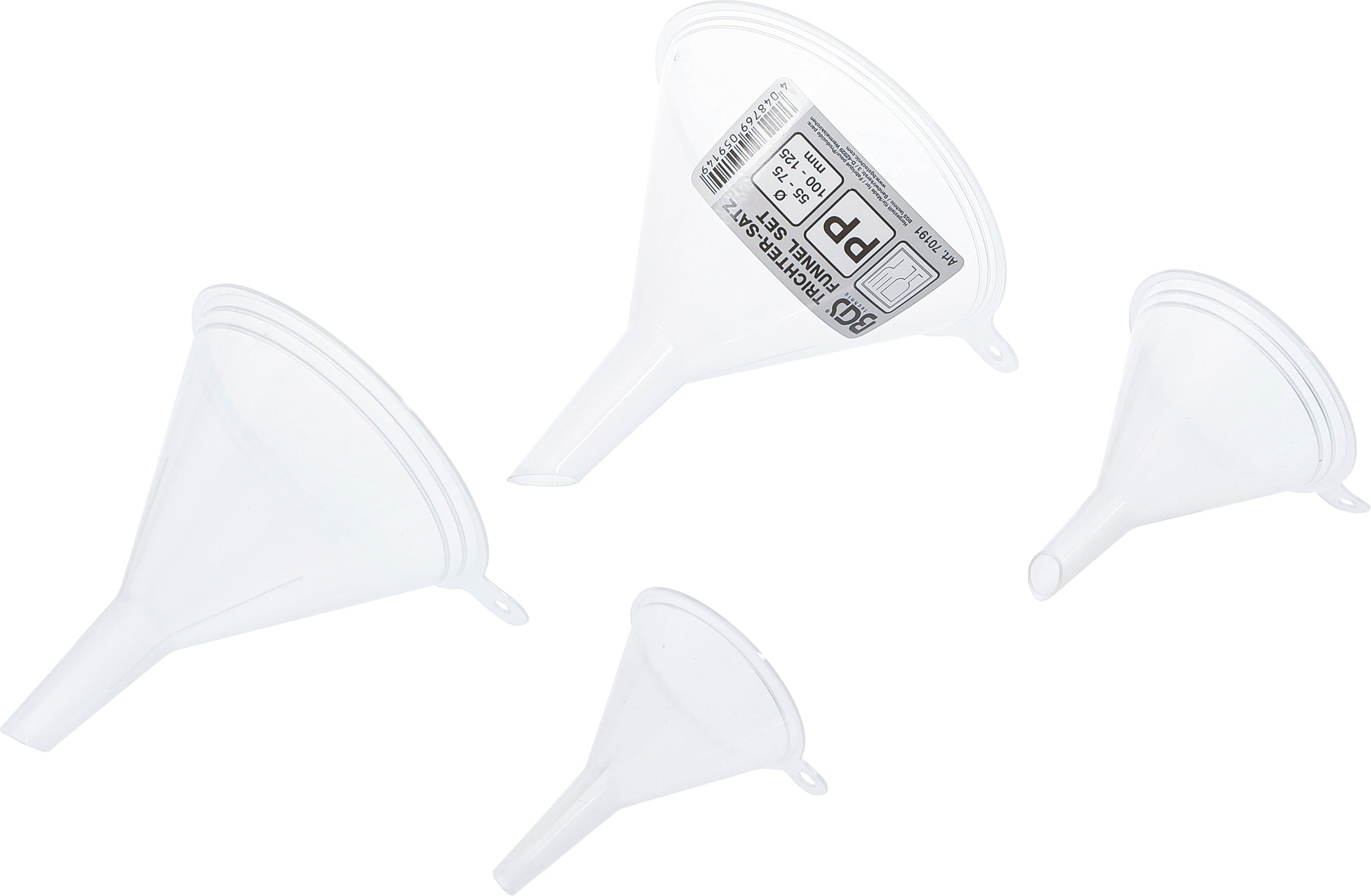 Tragtsæt | fødevaregodkendt | Ø 55 - 125 mm | 4 dele