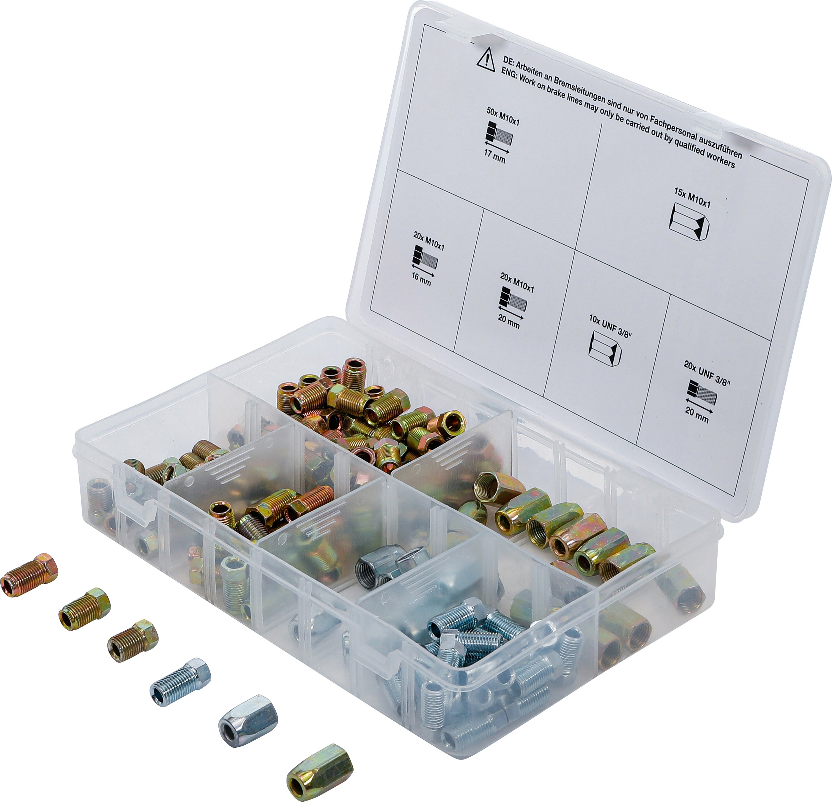 Bremseledningsskruekobling, drejemøtrik og skruesortiment | 135 dele