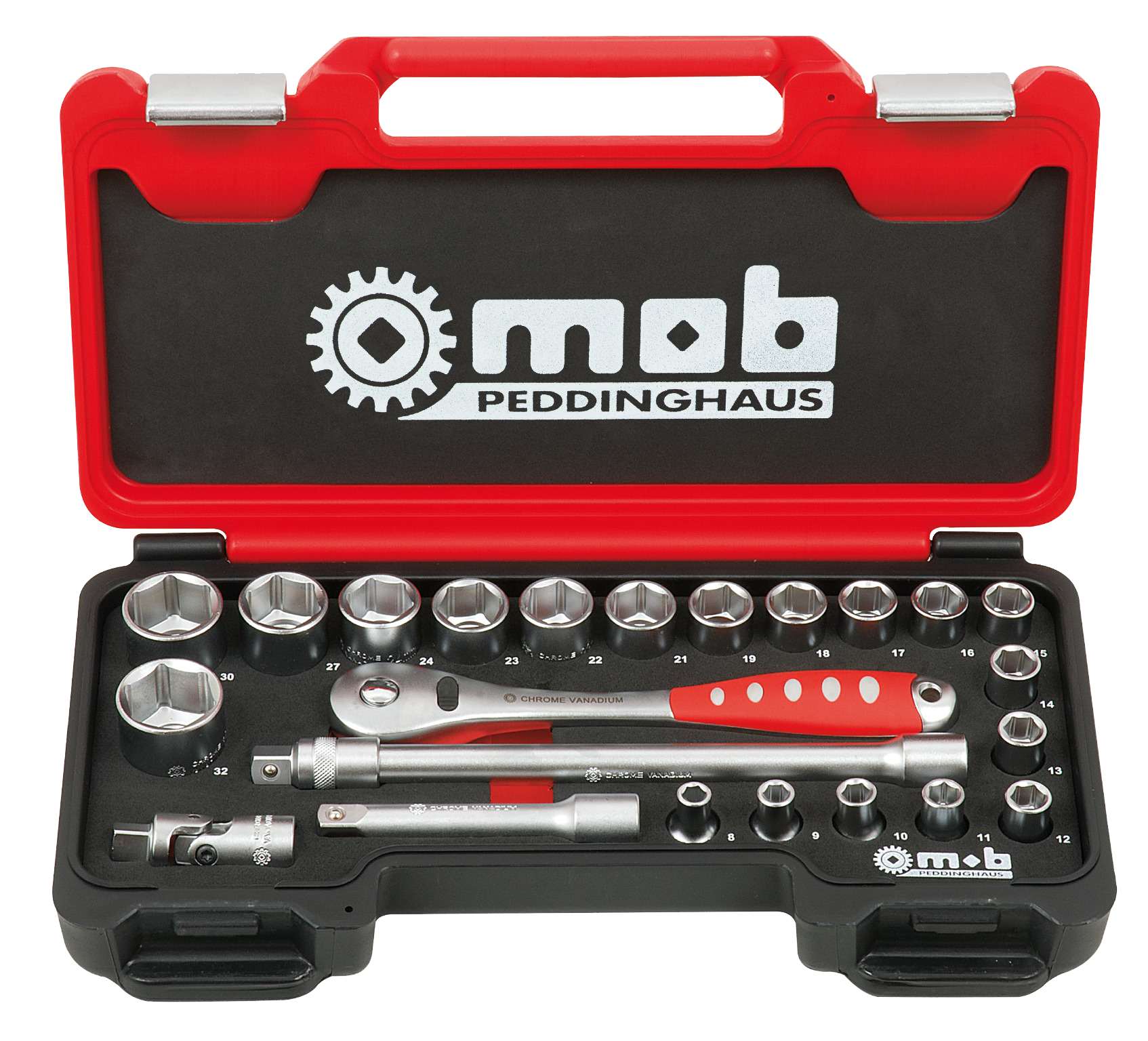 PEDDINGHAUS 1/2" topnøglesæt 23 dele