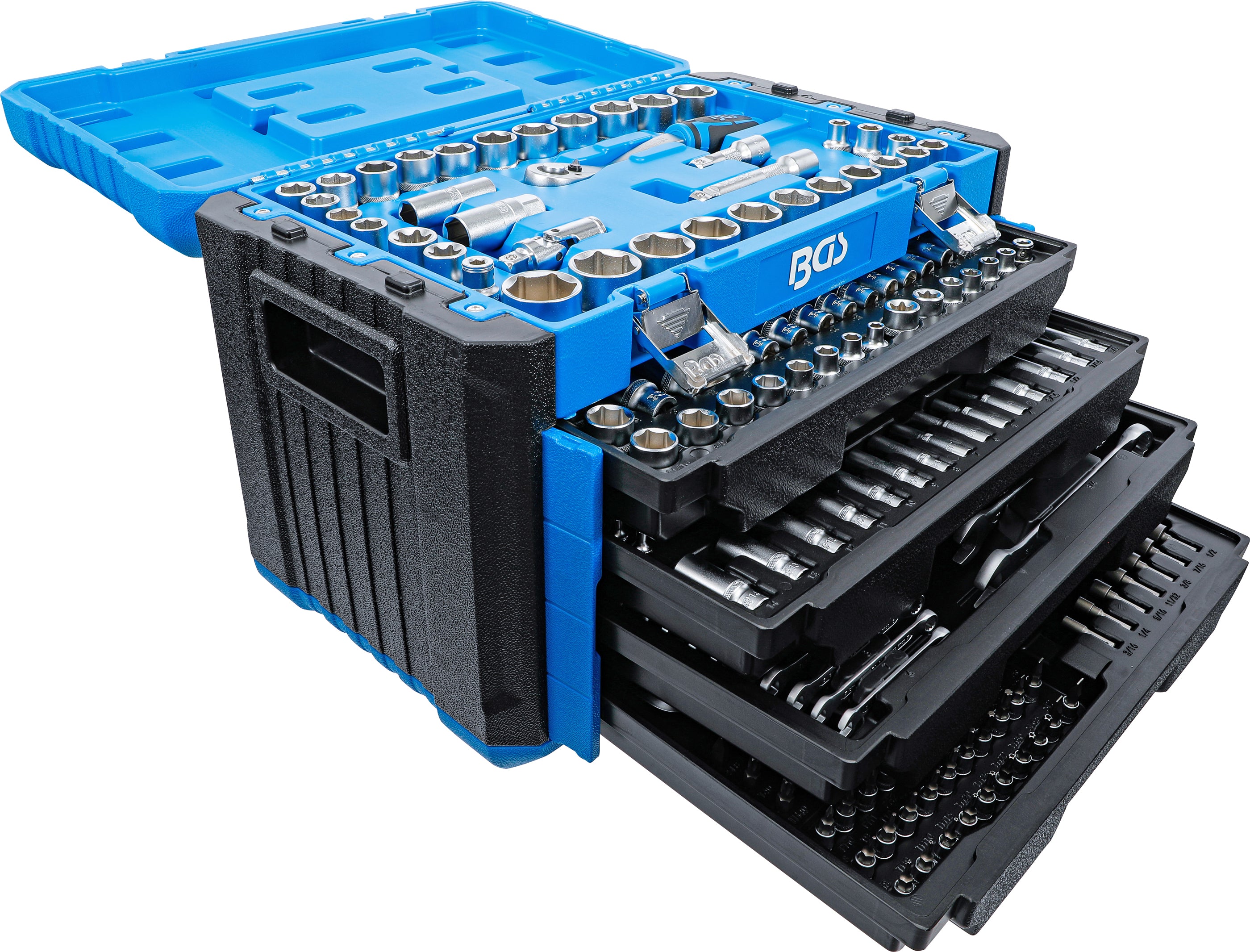 Topnøglesæt med sekskant | 6,3 mm (1/4") / 10 mm (3/8") / 12,5 mm (1/2") | Metriske og tommestørrelser | 300 dele