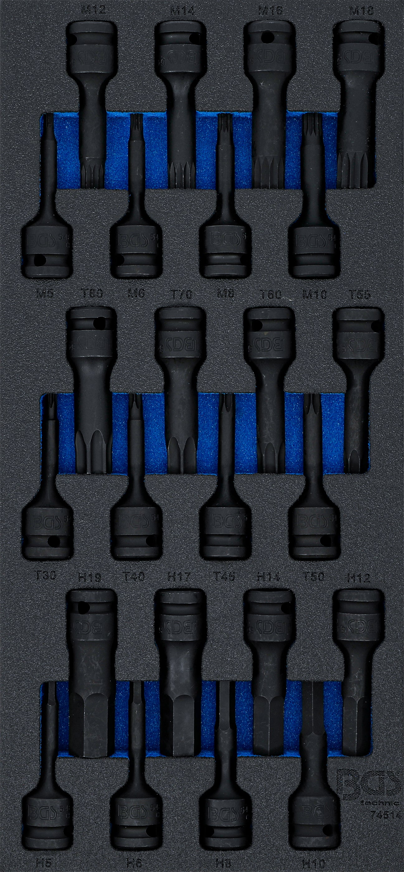 Værkstedsvognsindsats 1/3: Power-bitindsatssæt | 12,5 mm (1/2") | 24 dele