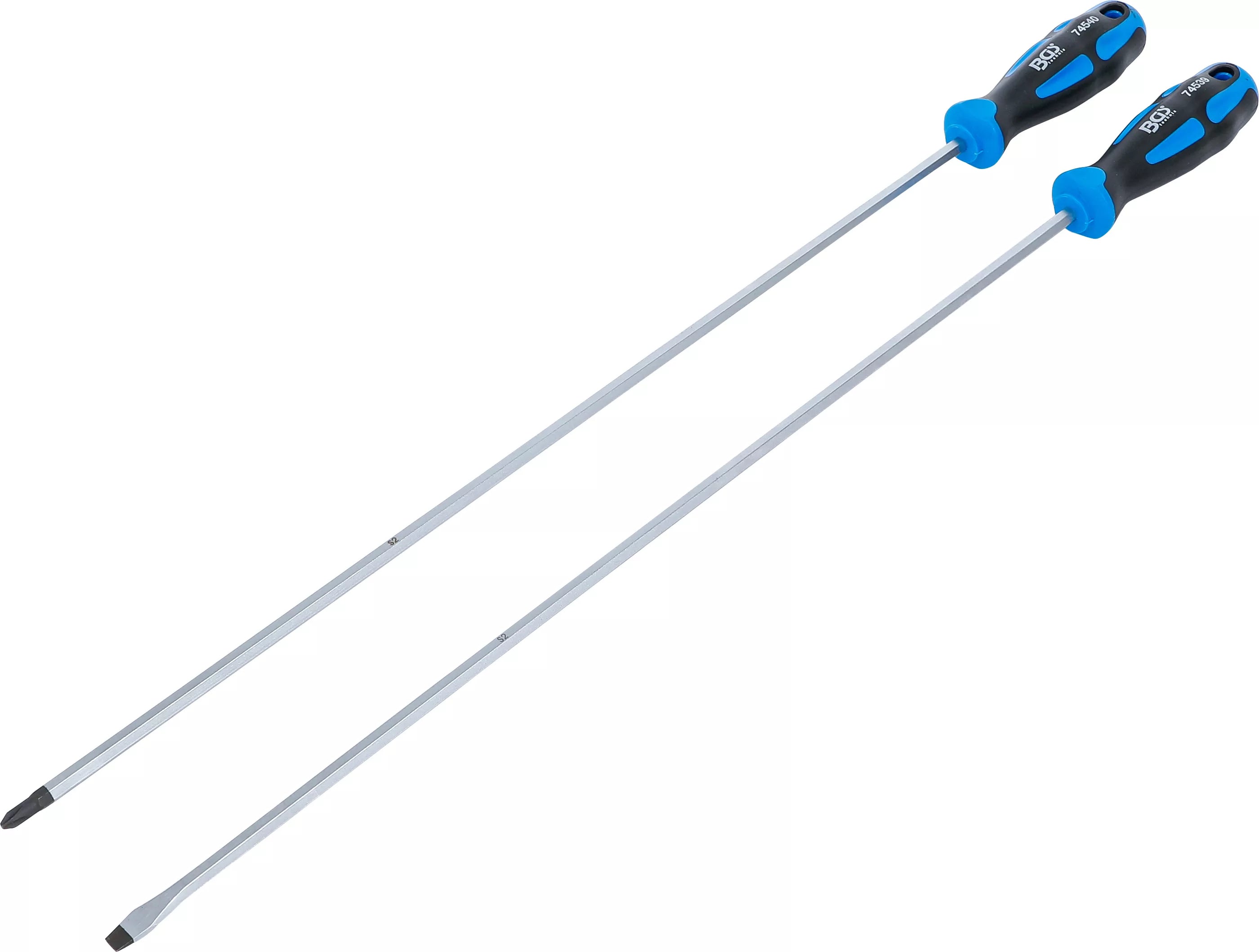 Skruetrækkersæt | ekstra langt | Lige kærv, Phillips PH | 2 dele