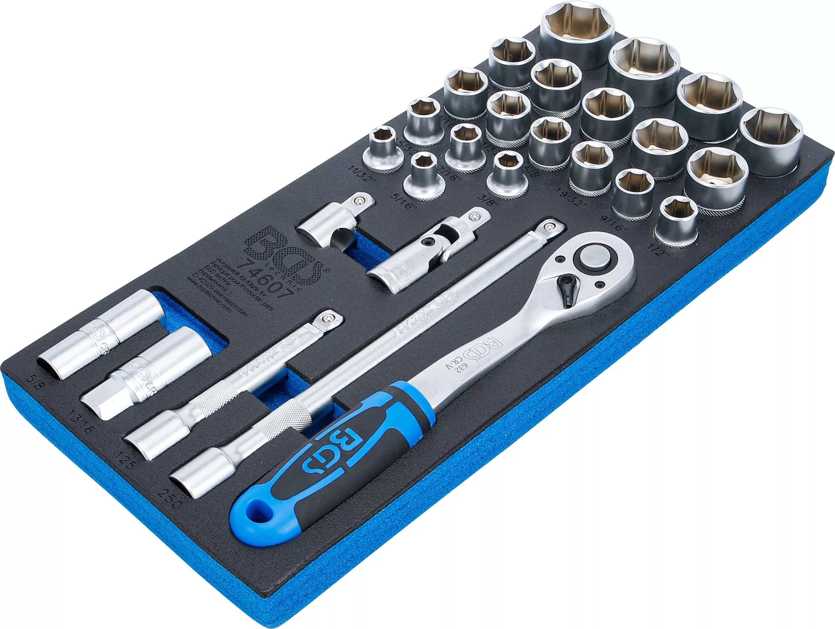 Værkstedsvognsindsats 1/3: Topnøglesæt | Tommestørrelser | 27 dele