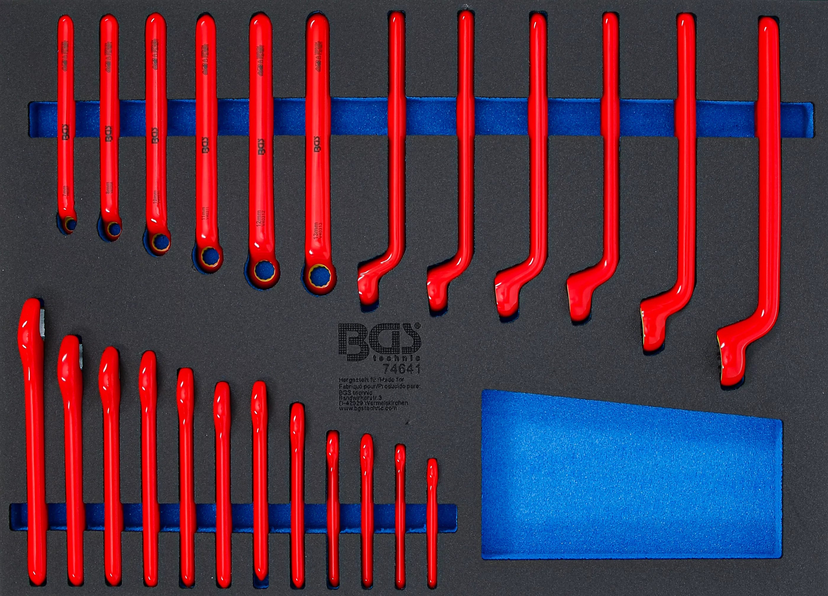 Værkstedsvognsindsats 3/3: VDE-ringnøgle og VDE-gaffelnøglesæt | 24 dele