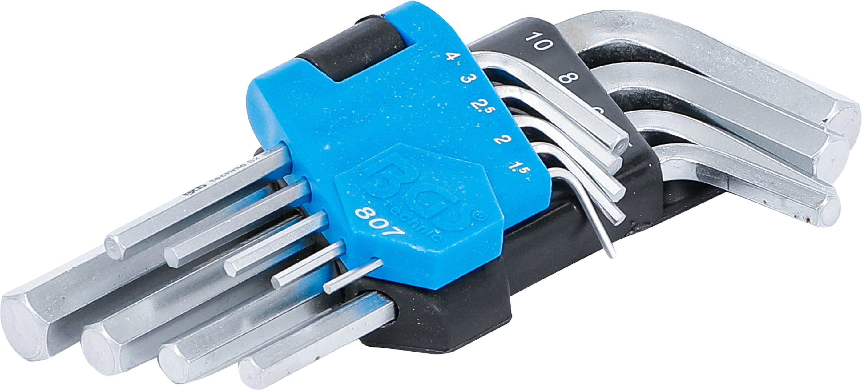 Vinkelnyckel-sats | kort | Inre sexkant 1,5 - 10 mm | 9 delar