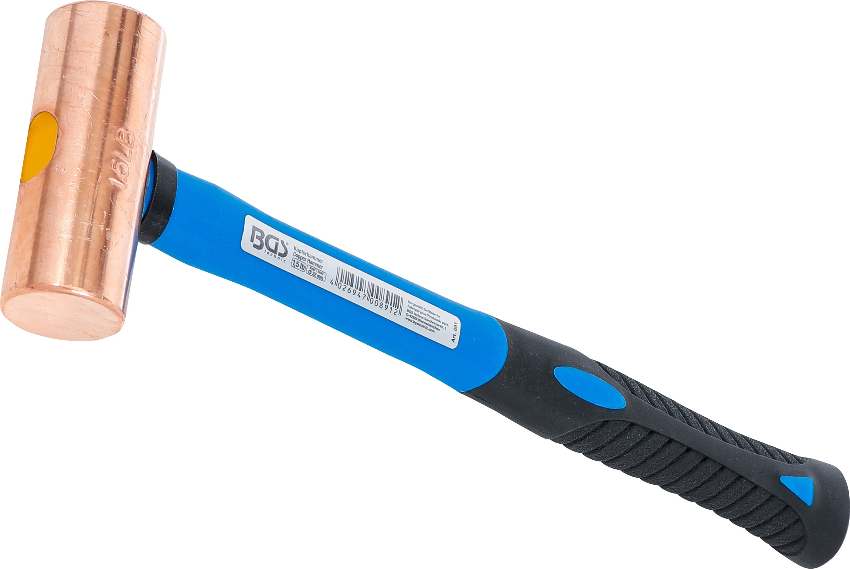 Kobberhammer | Glasfiberhåndtag | Ø 32 mm | 680 g (1,5 lb) - hoved