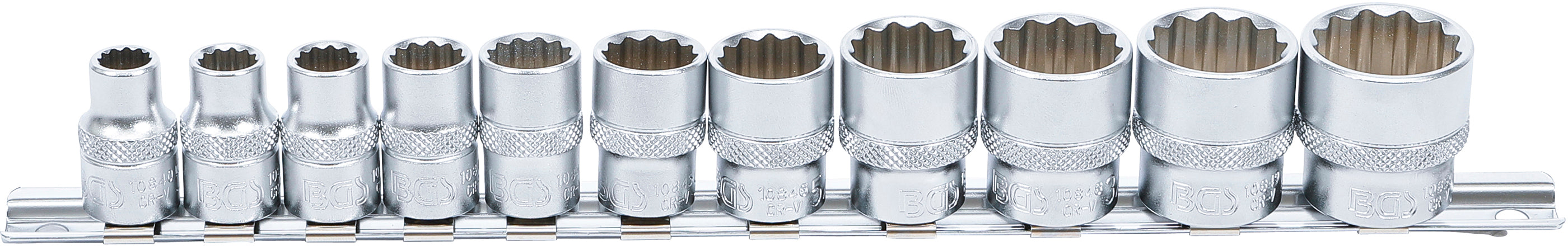 Topnøglesæt, sekskant | 10 mm (3/8") | Tommestørrelser | 11 dele