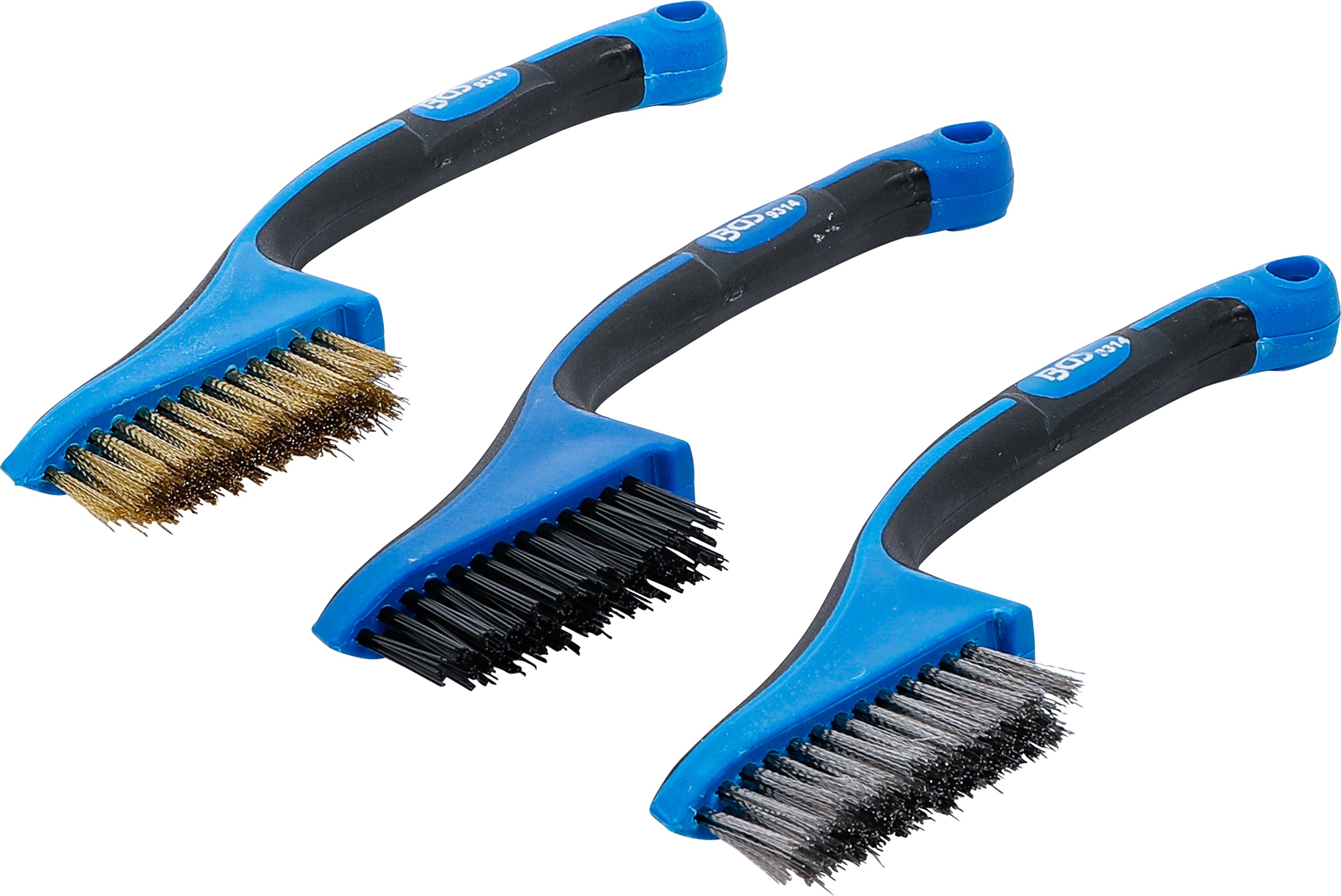 Minibørstesæt | Nylon, Messing, Rustfrit stål | 165 mm | 3 dele