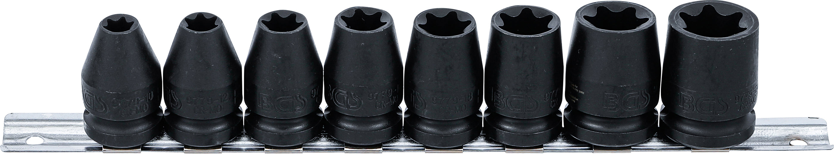 Stikdåsesæt E-profil | Indvendig firkant 12,5 mm (1/2") | E10 - E24 | 8 dele