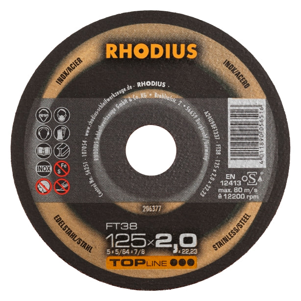 RHODIUS FT38 skæreskive 125x2,0 mm 25 stk./pakke