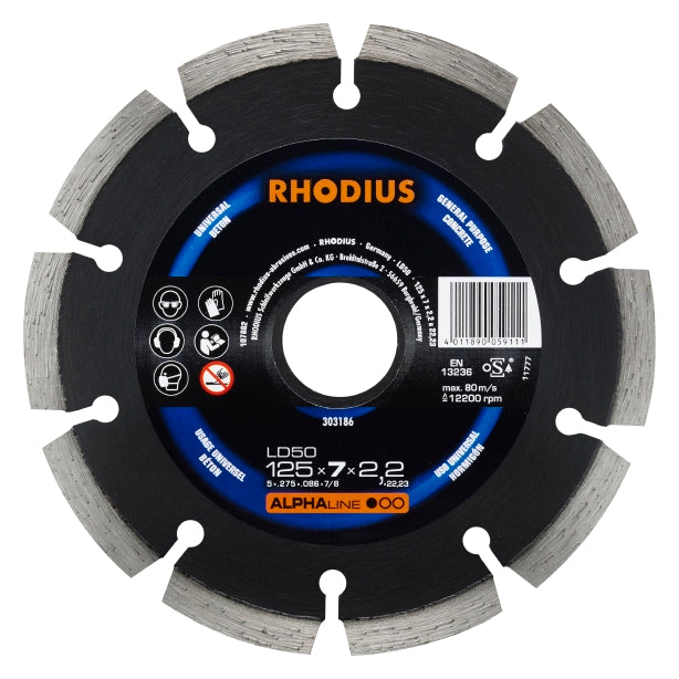 RHODIUS Diamantskæreklinge LD 50 125x7x2,2x22,23