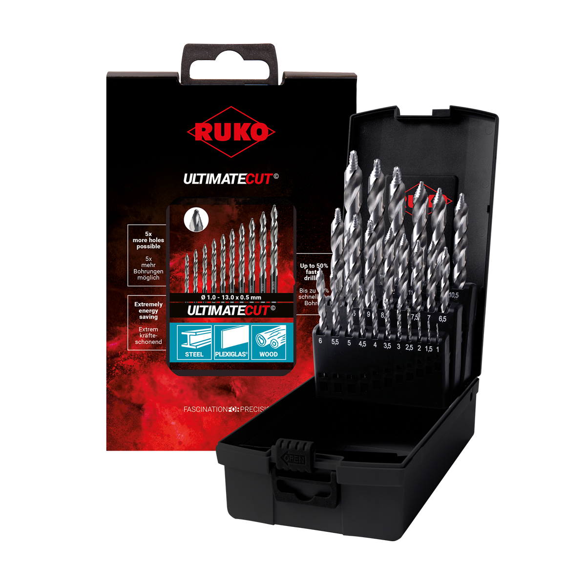 RUKO Ultimatecut spiralbor Flowstep 1-13 mm