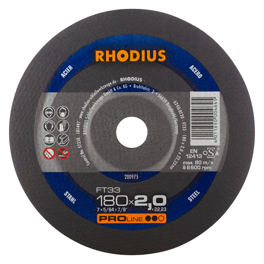 RHODIUS FT33 Skæreskive 180x2,0x22,23 (25 stk.)