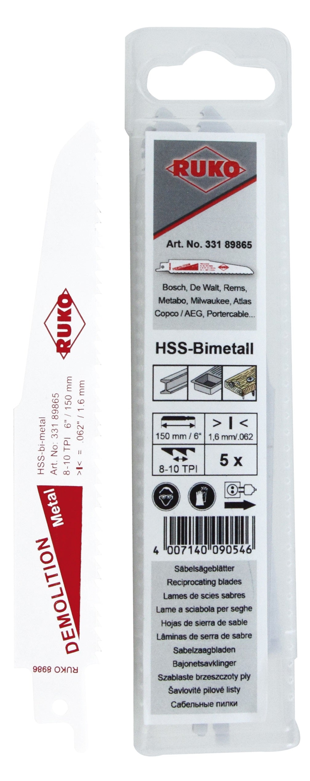 RUKO Tiger savklinge 8943-5 203mm 6-12 tpi