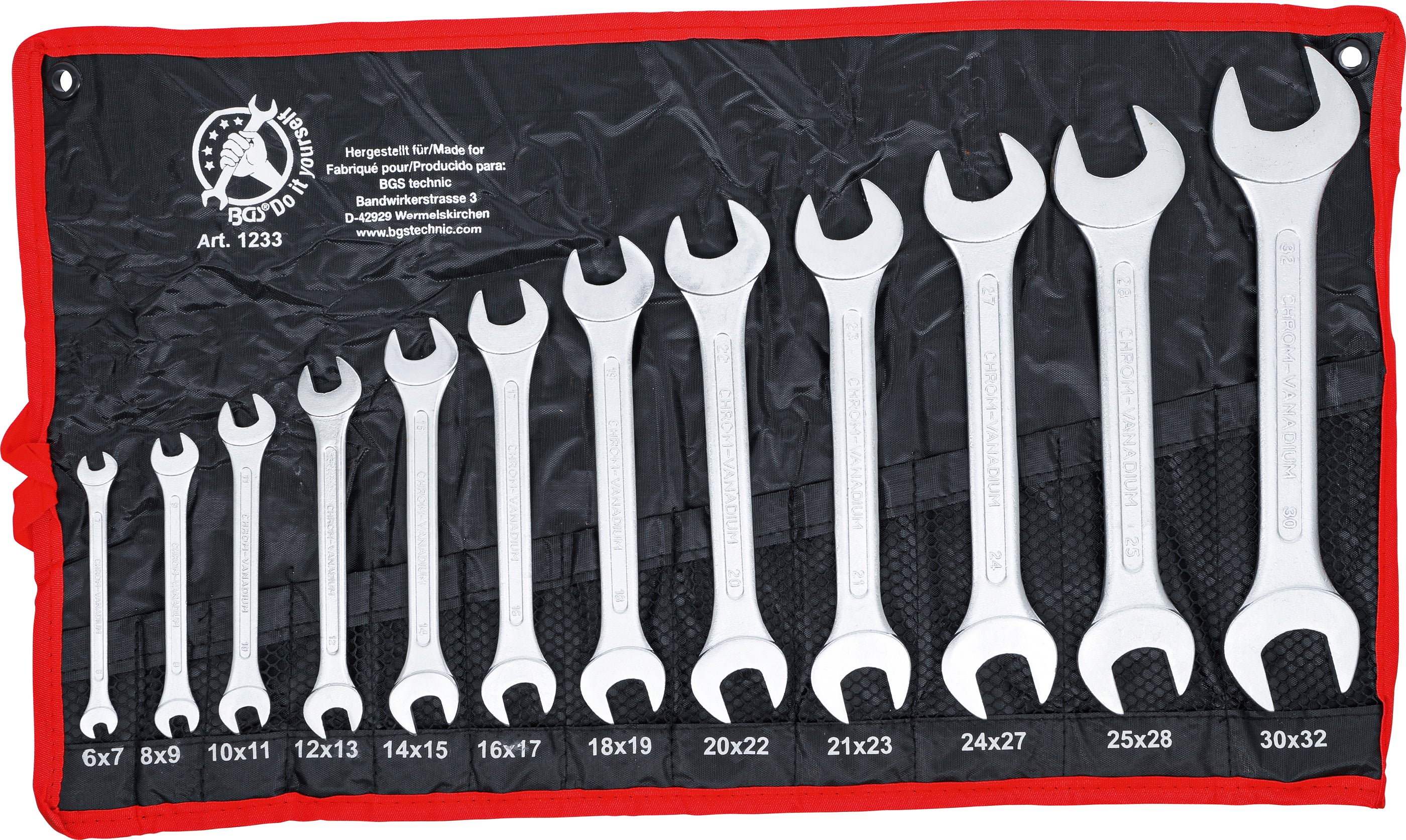 Dobbelt U-nøglesæt | 6 x 7 - 30 x 32 mm | 12 dele