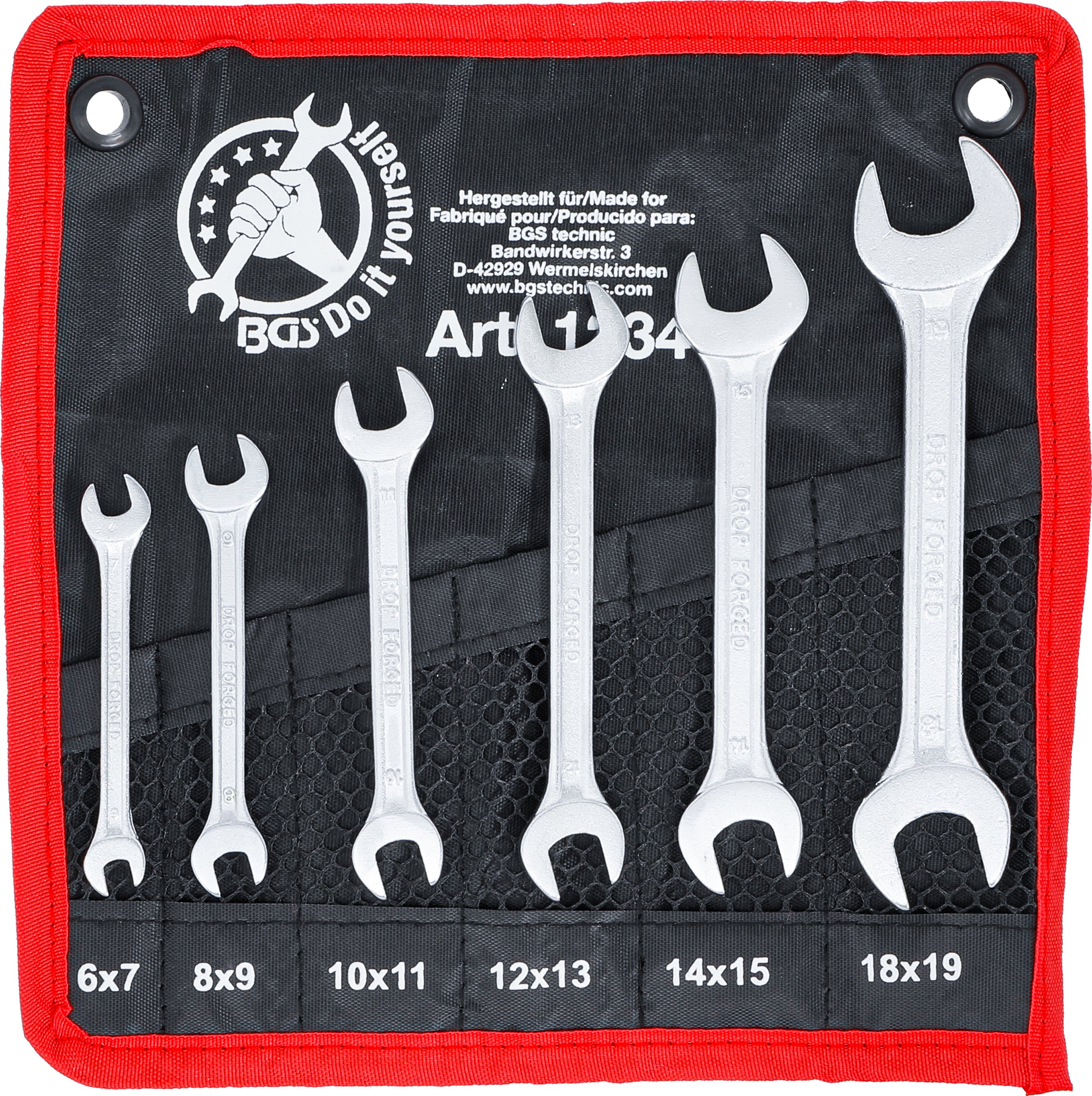 Dobbelt U-nøglesæt | 6 x 7 - 18 x 19 mm | 6 dele